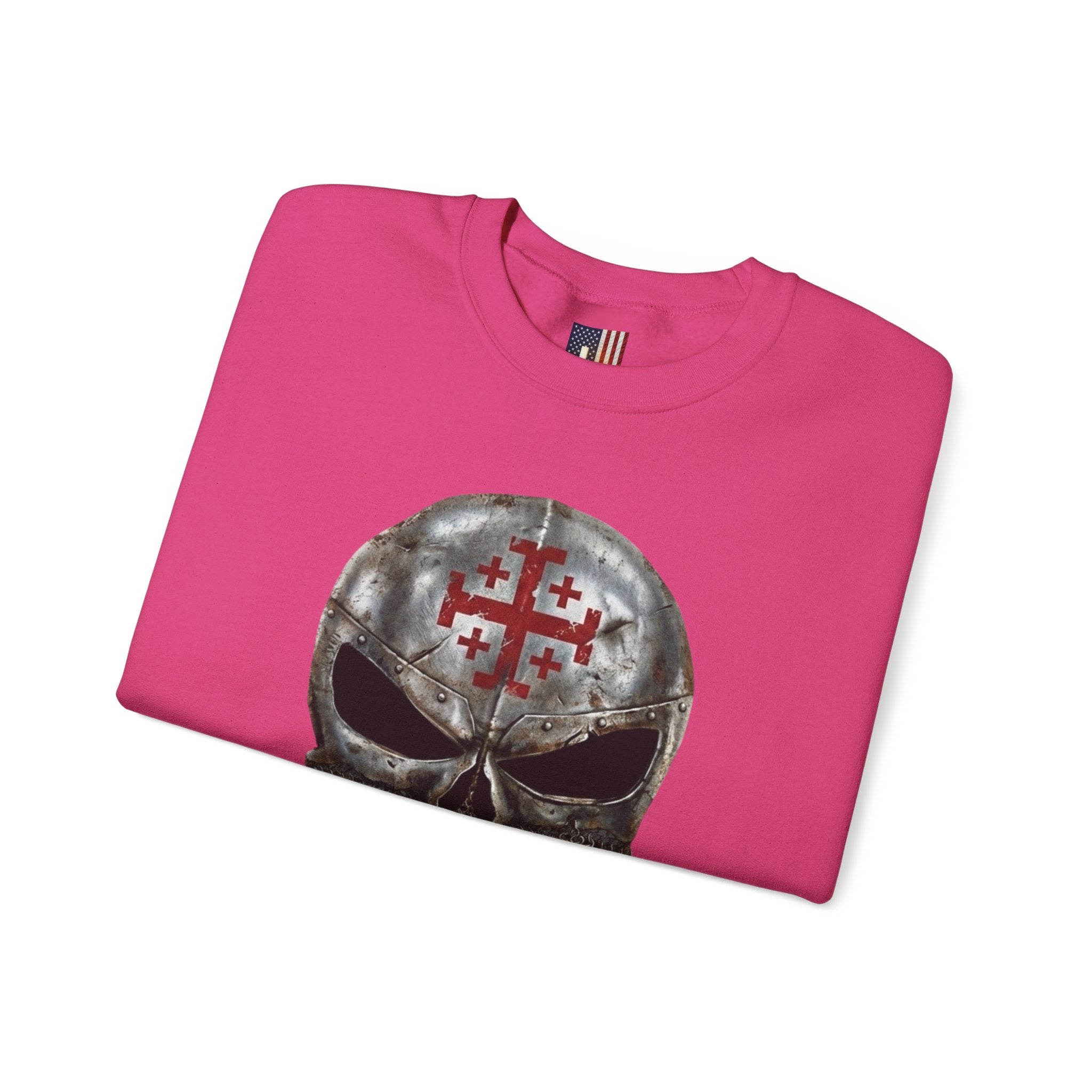 Crusader Knight Christian Skull Sweatshirt - Warrior Armor of God Sweatshirt Printify