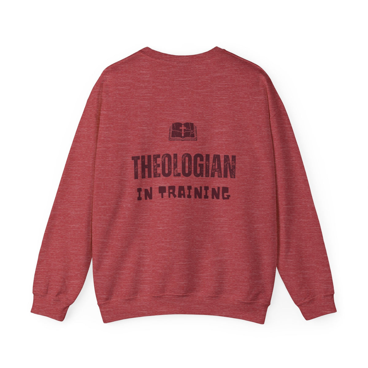 Theologian in Training Sweatshirt – Open Bible & Cross Christian Sweatshirt for Faithful Growth Printify