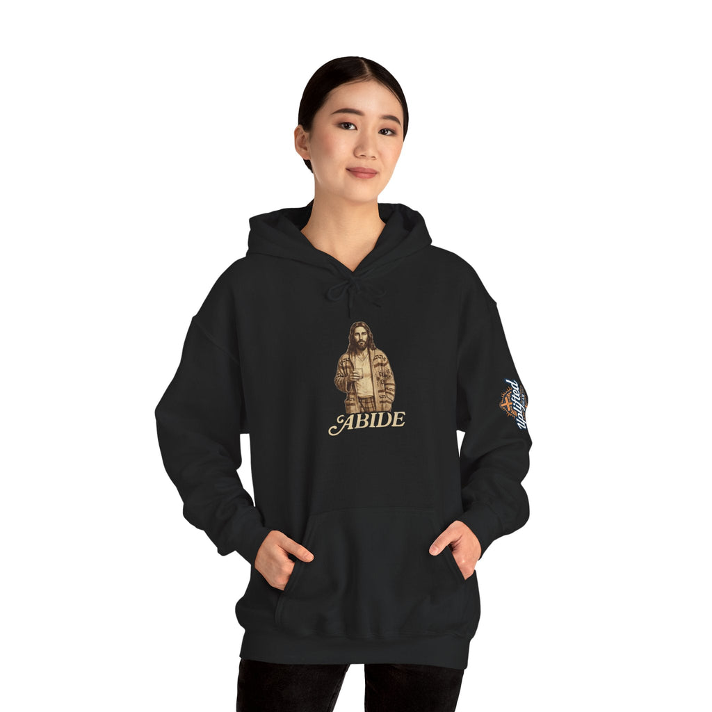 Abide Jesus Hoodie — Vintage 'The Dude' Religious Graphic Hoodie Printify