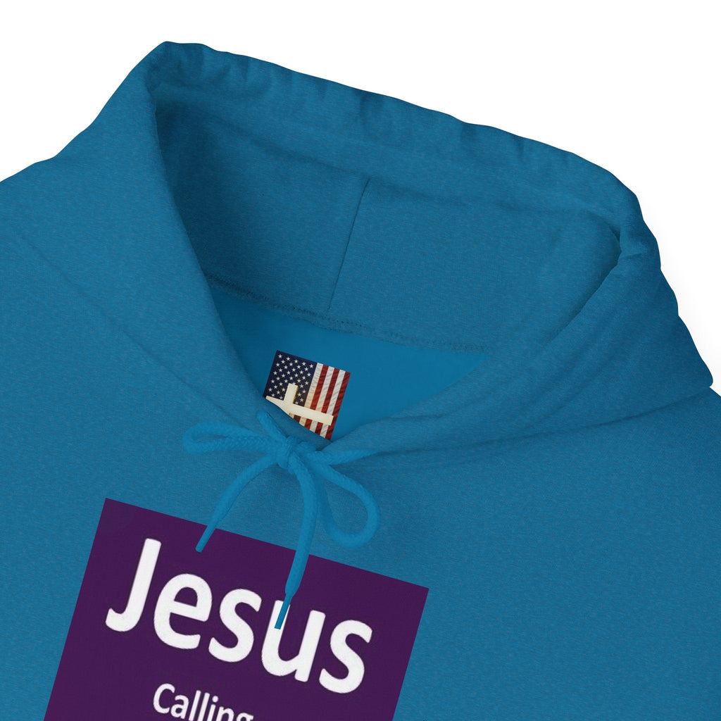 Jesus Calling Hoodie – Funny Cell Phone Screen Christian Sweatshirt for Divine Connection & Faith Humor Printify