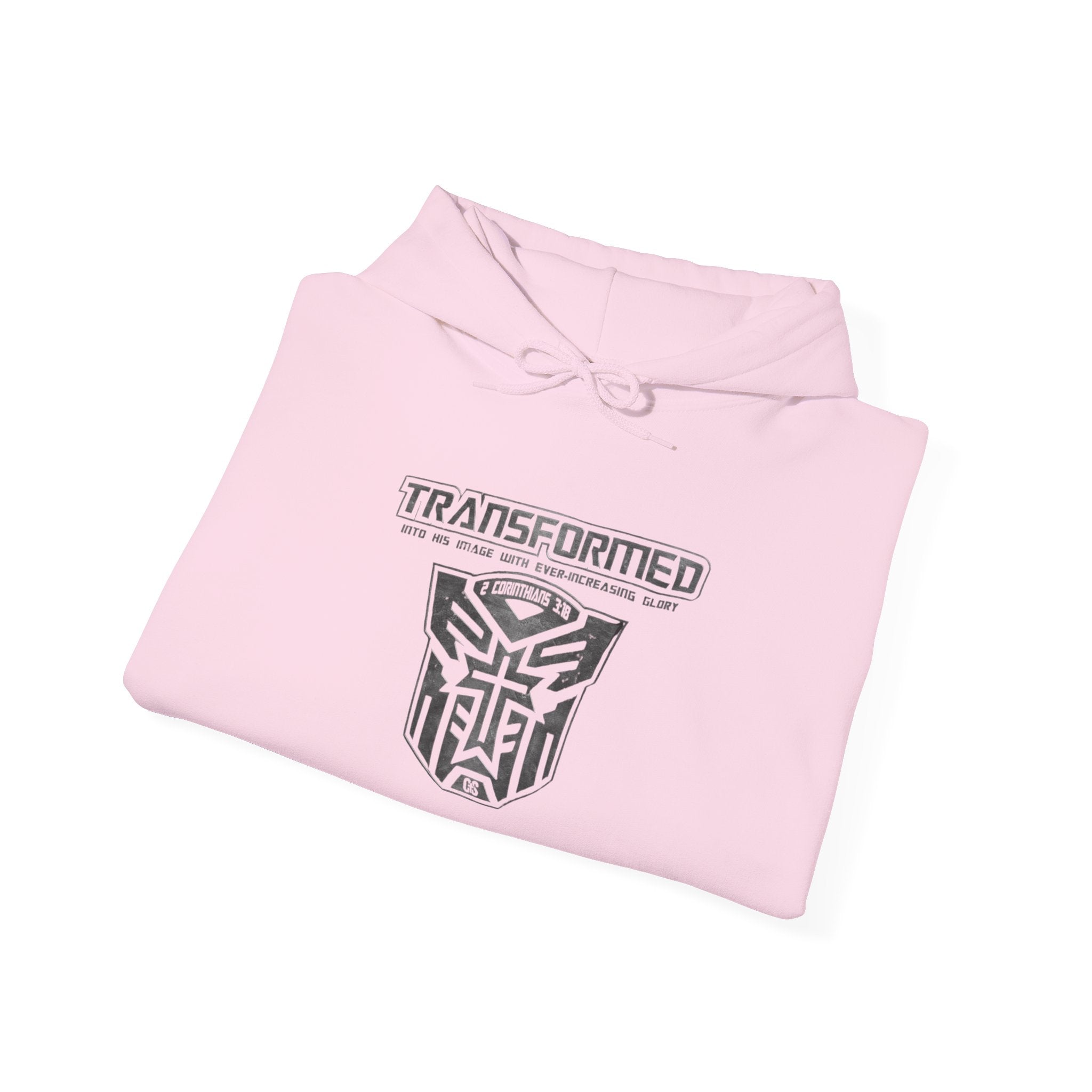 Transformer Logo Christian Hoodie | 2 Corinthians 3:18 Bible Verse Hoodie Printify