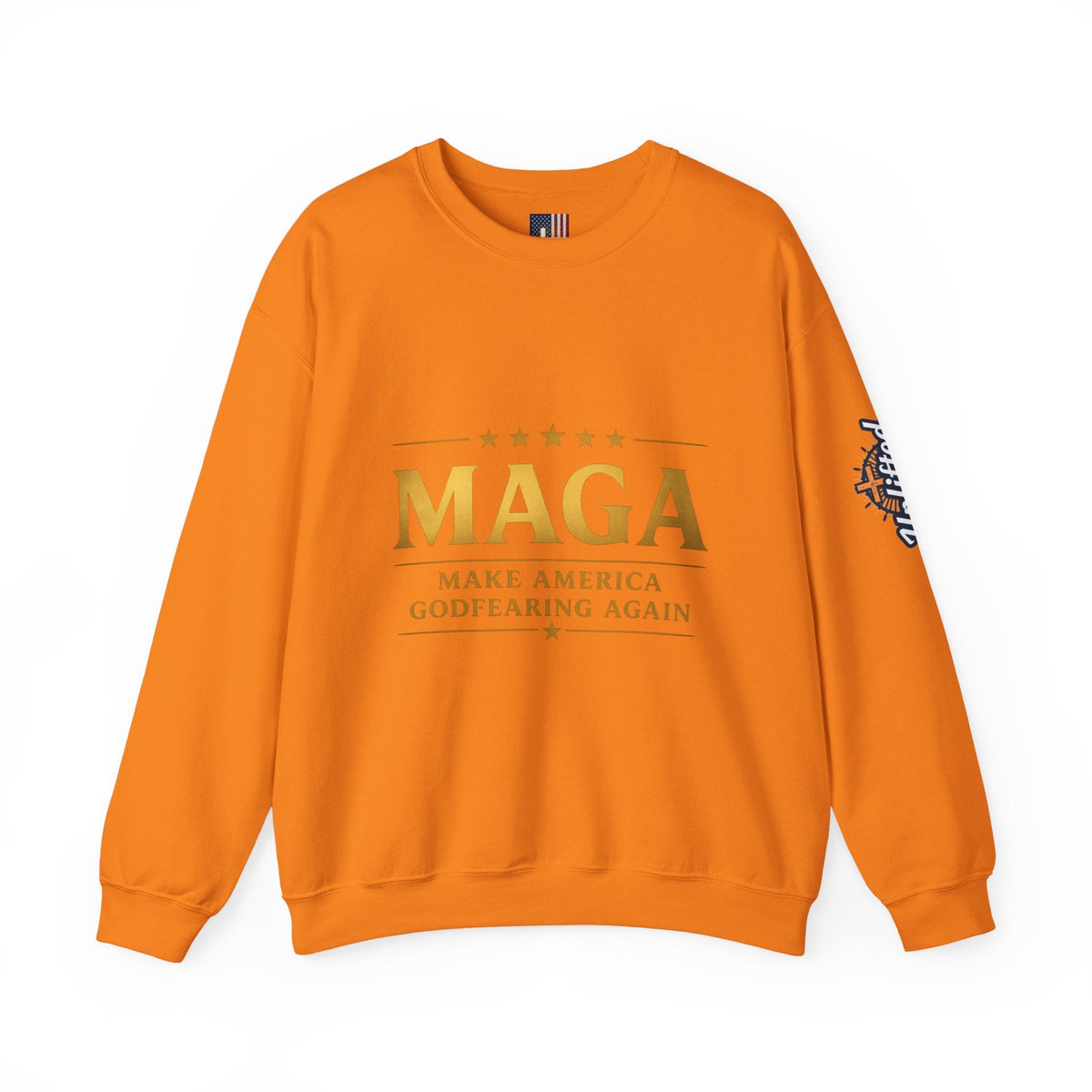 Sweatshirt — "MAGA Make America Godfearing Again" Gold Logo Crewneck Printify