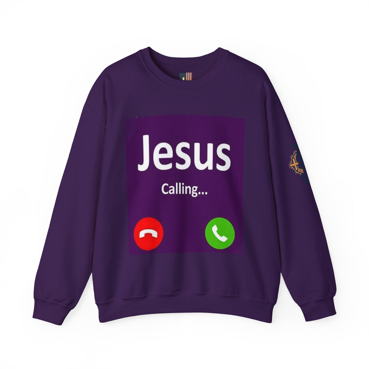 Jesus Calling Sweatshirt – Funny Cell Phone Screen Christian Sweatshirt for Divine Connection & Faith Humor Printify