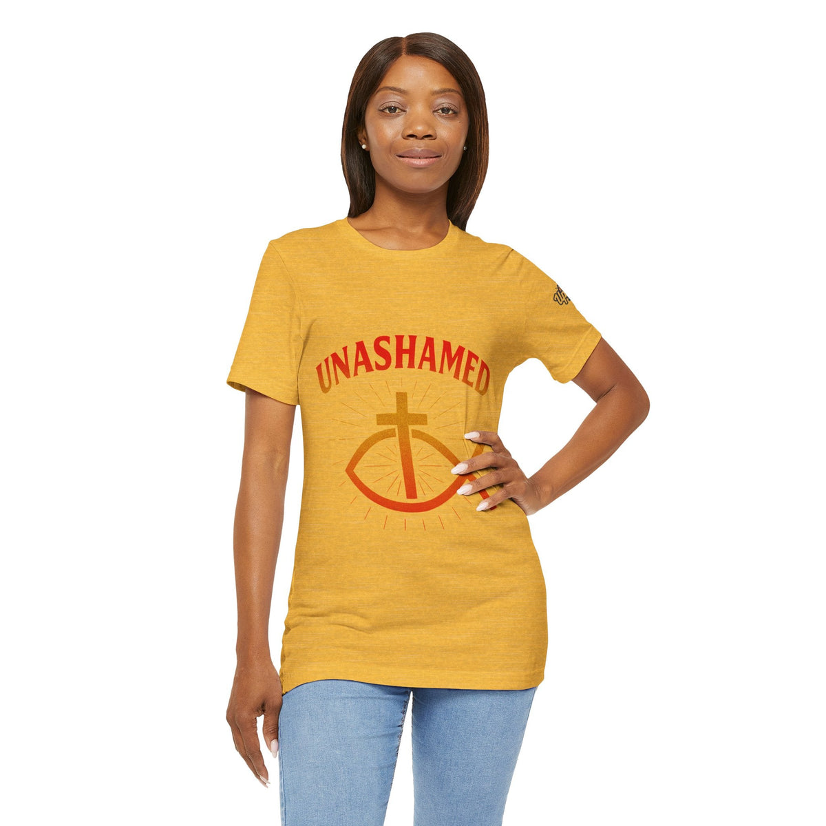 Unashamed T-shirt – Ichthys Jesus Fish & Cross Christian T-shirt for Romans 1:16 Bold Faith Printify