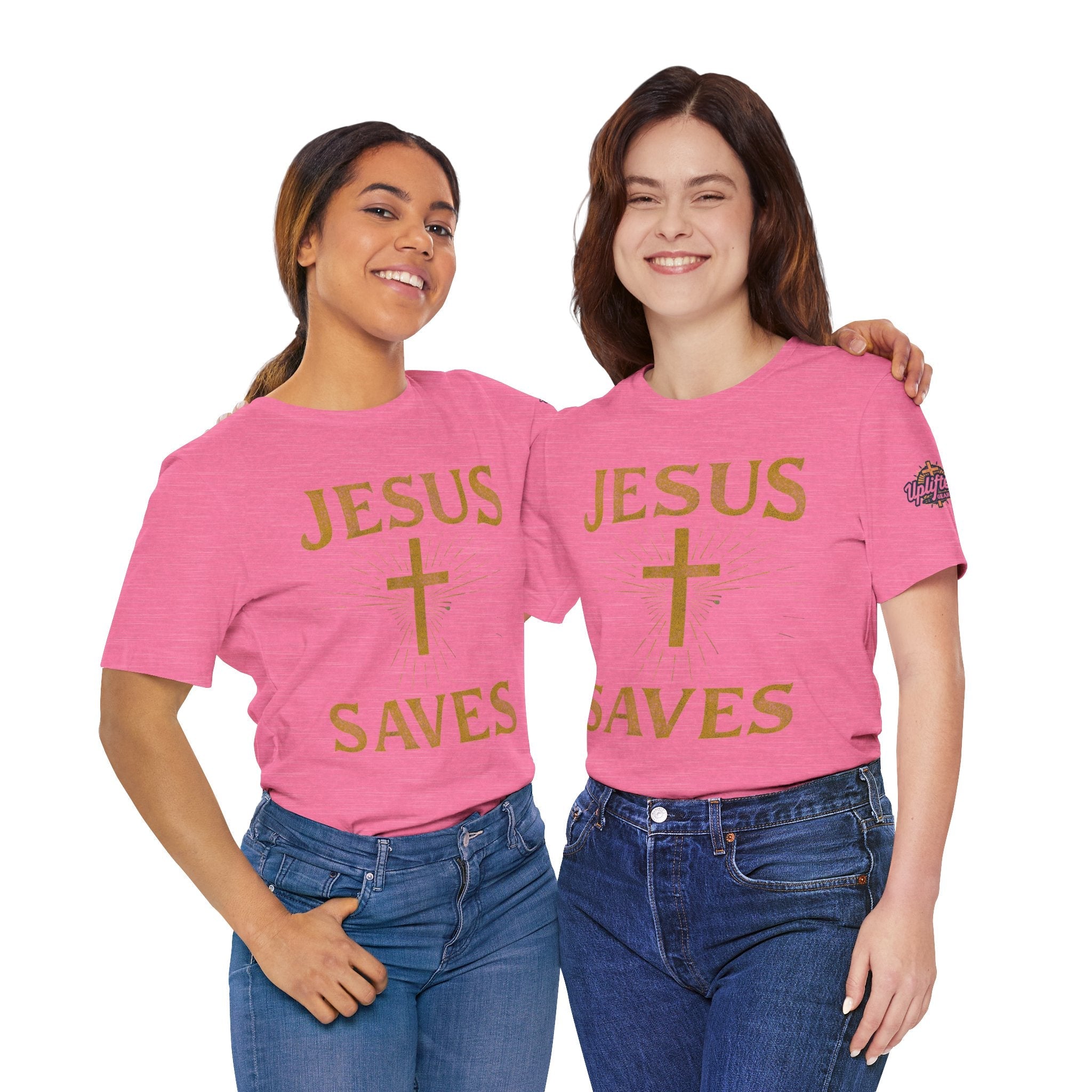 Jesus Saves T-shirt – Radiant Cross & Rays of Light Christian T-shirt for Eternal Hope & Faith Printify