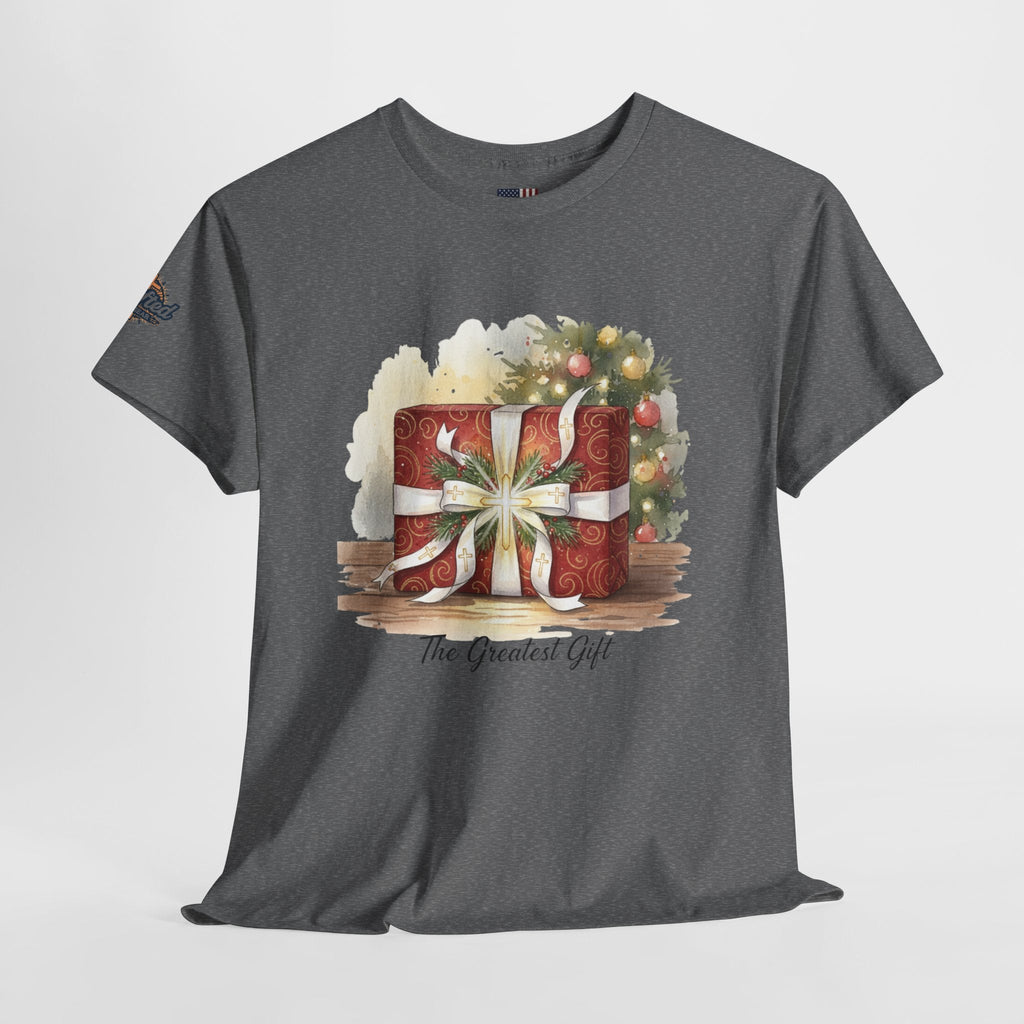 The Greatest Gift T-shirt – Cross Bow Present Christian T-shirt for Christmas Salvation & Eternal Faith Printify