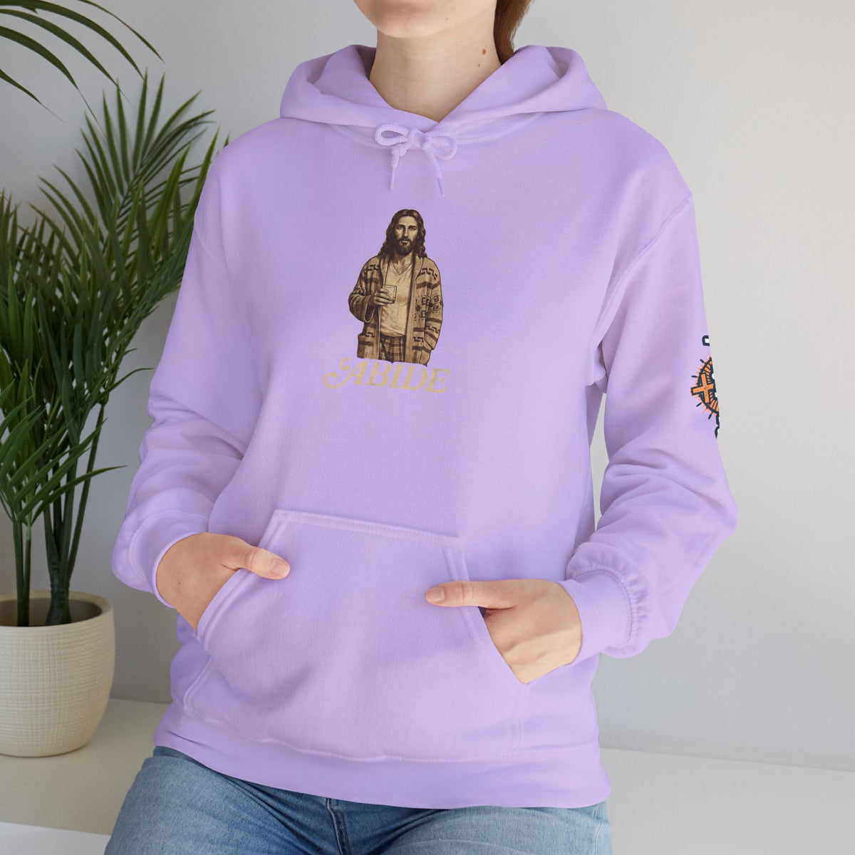 Abide Jesus Hoodie — Vintage 'The Dude' Religious Graphic Hoodie Printify
