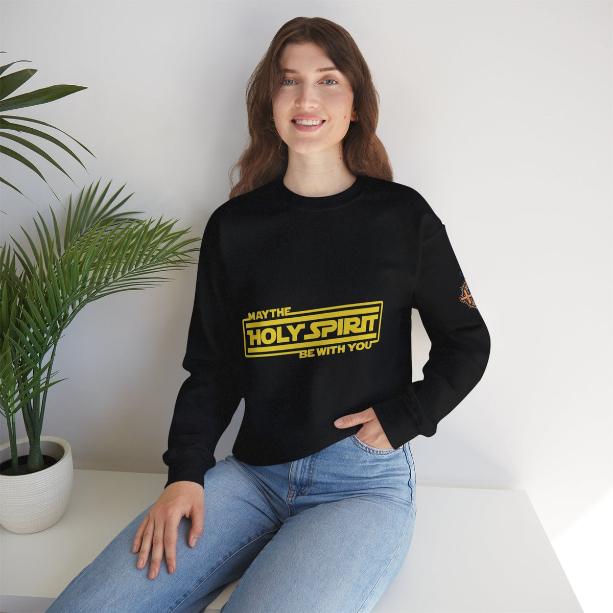 May the Holy Spirit Be With You Sweatshirt - Christian Star Wars Parody Sweatshirt Printify