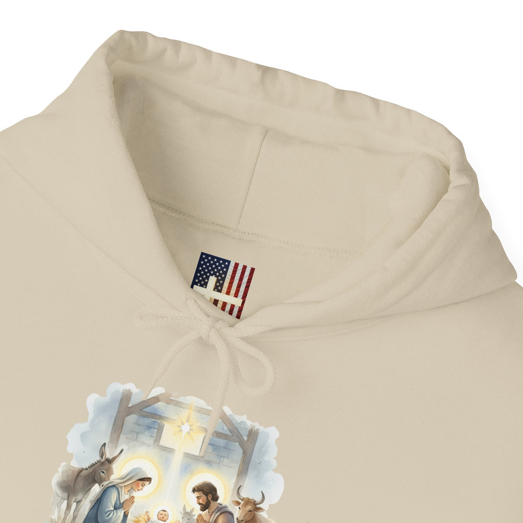 Unto Us a Child is Born Hoodie – Isaiah 9:6 Nativity Manger Scene Christian Christmas Sweatshirt for Holy Night Faith Printify
