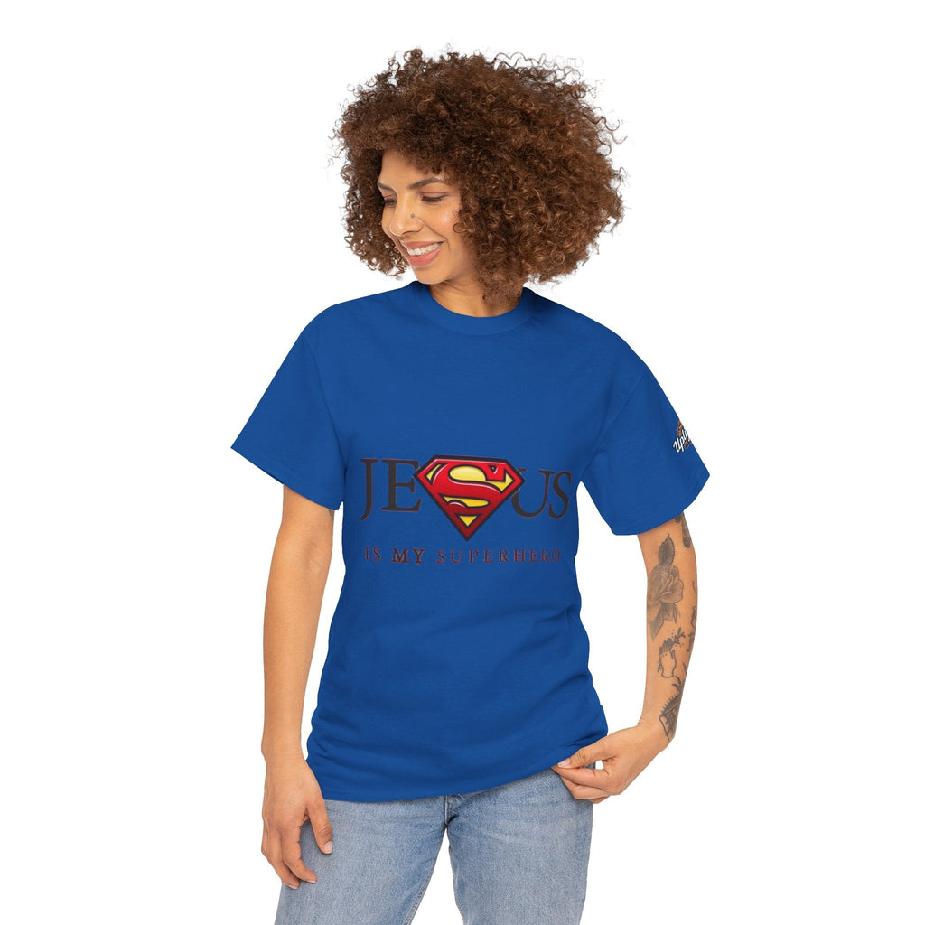Jesus Is My Superhero T-Shirt — Faith-Based Superman-Inspired Tee Printify