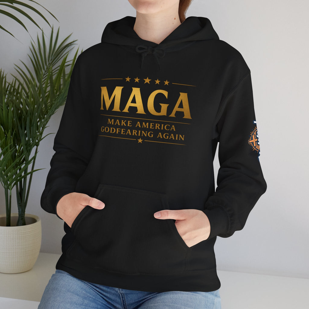 Hoodie - MAGA "Make America Godfearing Again" Political Graphic Hoodie Printify