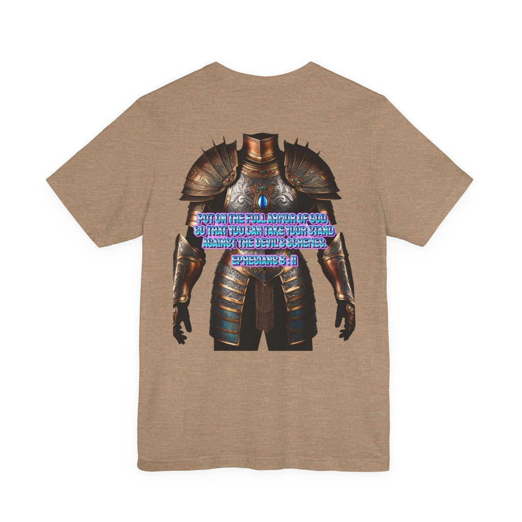 Religious Graphic Tee with Armor Of God Design Unisex Jersey Short Sleeve Tee Printify