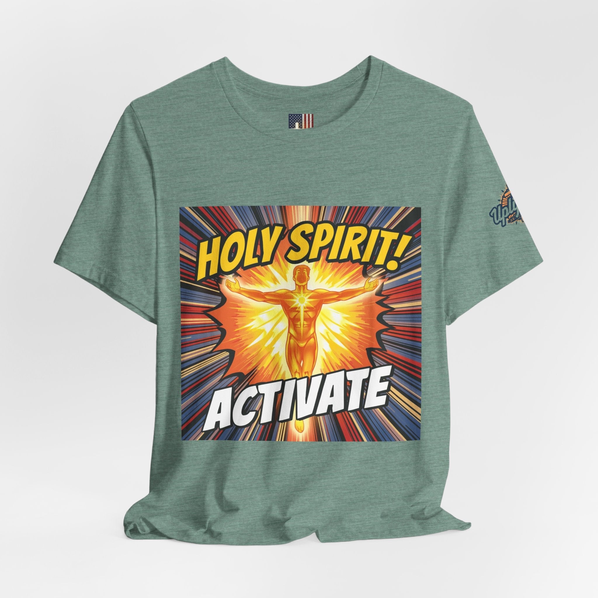 Holy Spirit Activate T-shirt – Superhero Christian T-shirt with Vibrant Power-Up Design for Faith-Fueled Boldness Printify