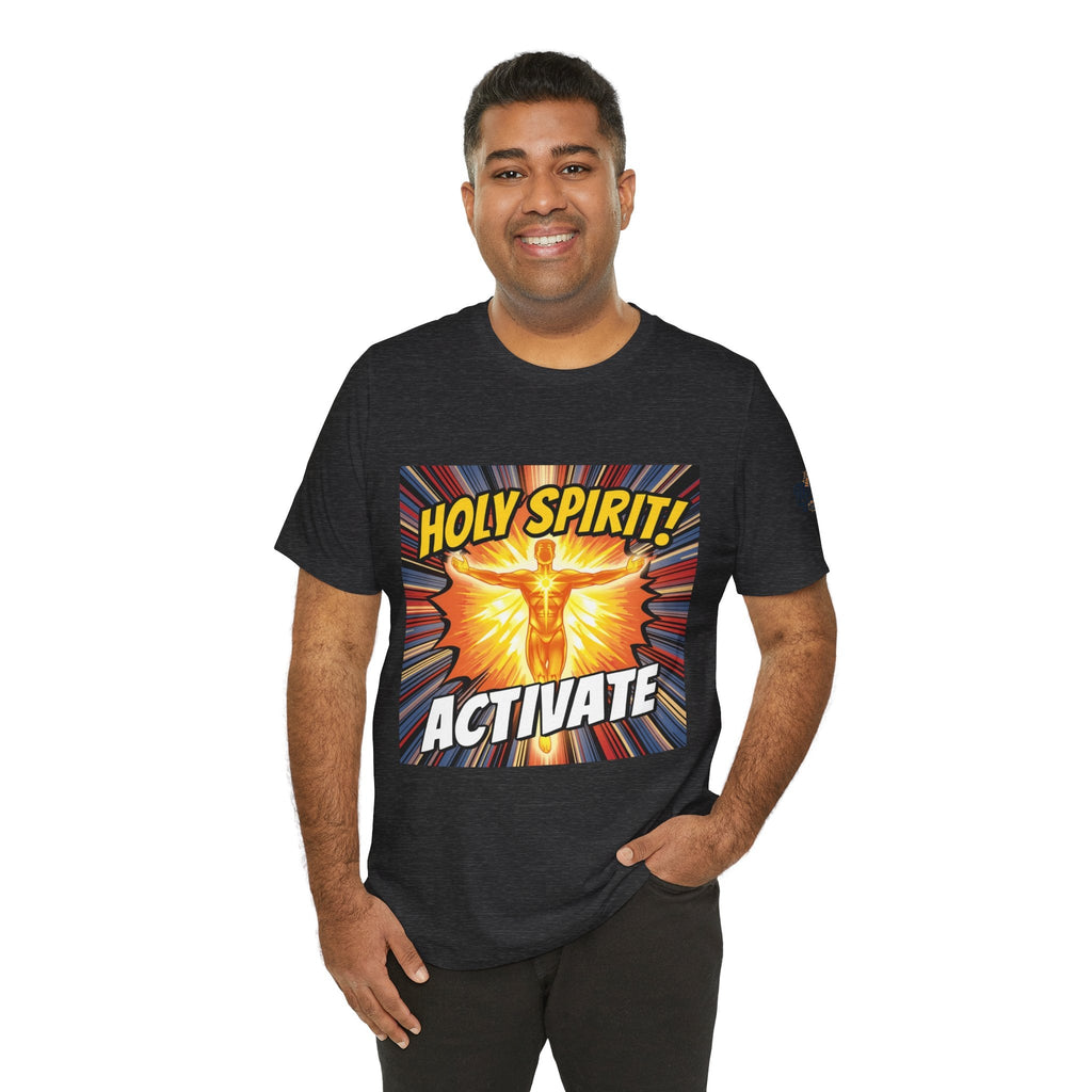 Holy Spirit Activate T-shirt – Superhero Christian T-shirt with Vibrant Power-Up Design for Faith-Fueled Boldness Printify