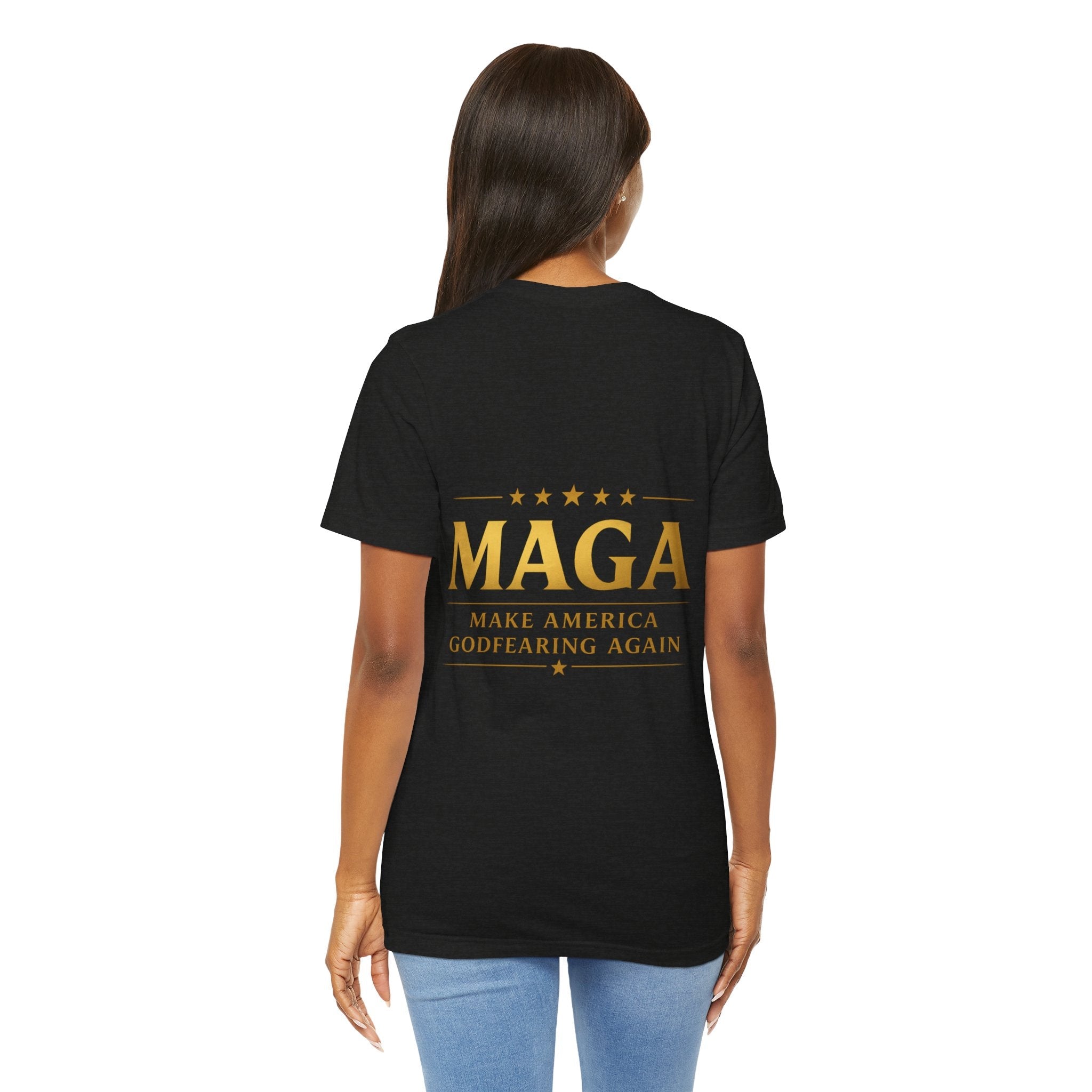 MAGA Gold Letter T-Shirt — "Make America Great Again" Printify