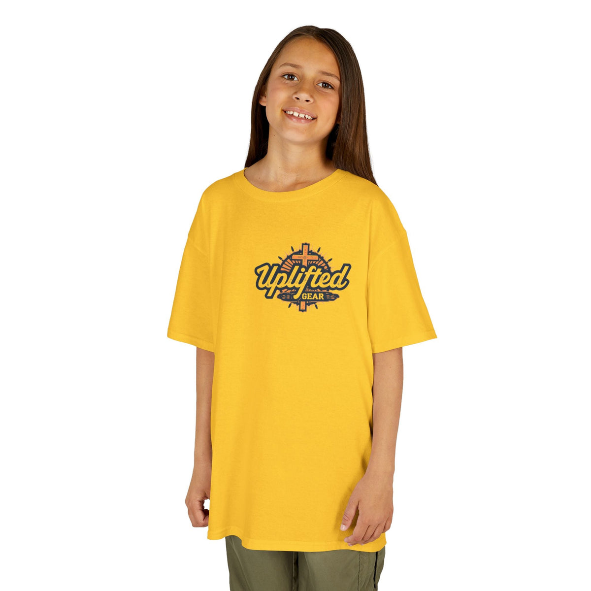 ✨ Chosen. Loved. Redeemed. – Elegant Christian Kids T-Shirt | Gold Foil Faith Tee | Subtle Cross & Heart Design | Inspirational Bible Verse Apparel by Uplifted Gear Printify