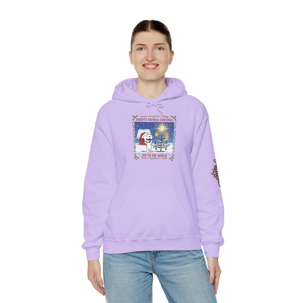 🎄 Faithful Christmas Friends – Christian Holiday Hoodie | Festive Tree & Cartoon Duo | Heartwarming Christmas Tee by Uplifted Gear Printify