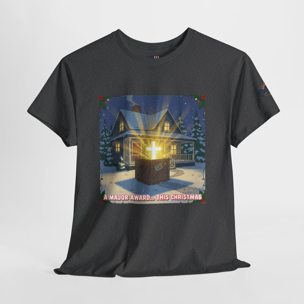 A Major Award This Christmas T-shirt – Fragile Leg Lamp Parody Cross Unboxing Christian T-shirt for Hilarious Faith & Holiday Glow Printify