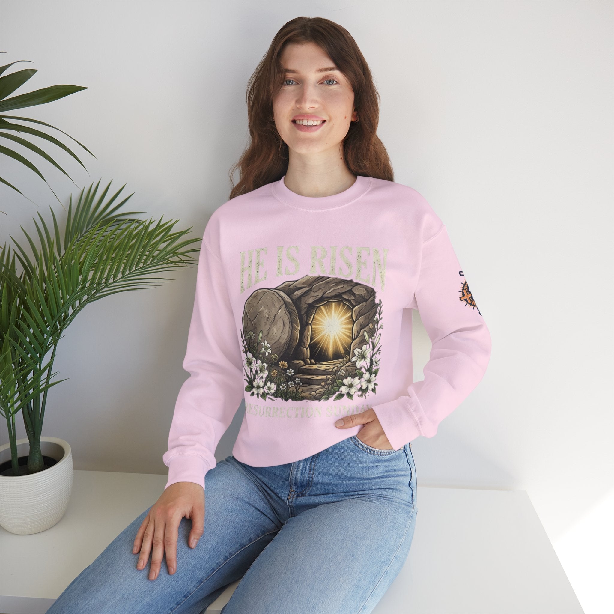 He Is Risen Sweatshirt — Jesus Christ Resurrection Easter Sweatshirt Printify