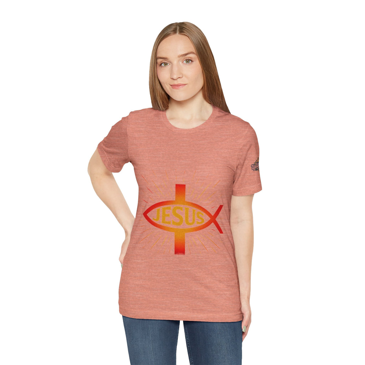 Jesus Ichthys T-shirt – Christian Fish Symbol with Cross & Jesus Inscription T-shirt for Eternal Faith & Streetwear Printify