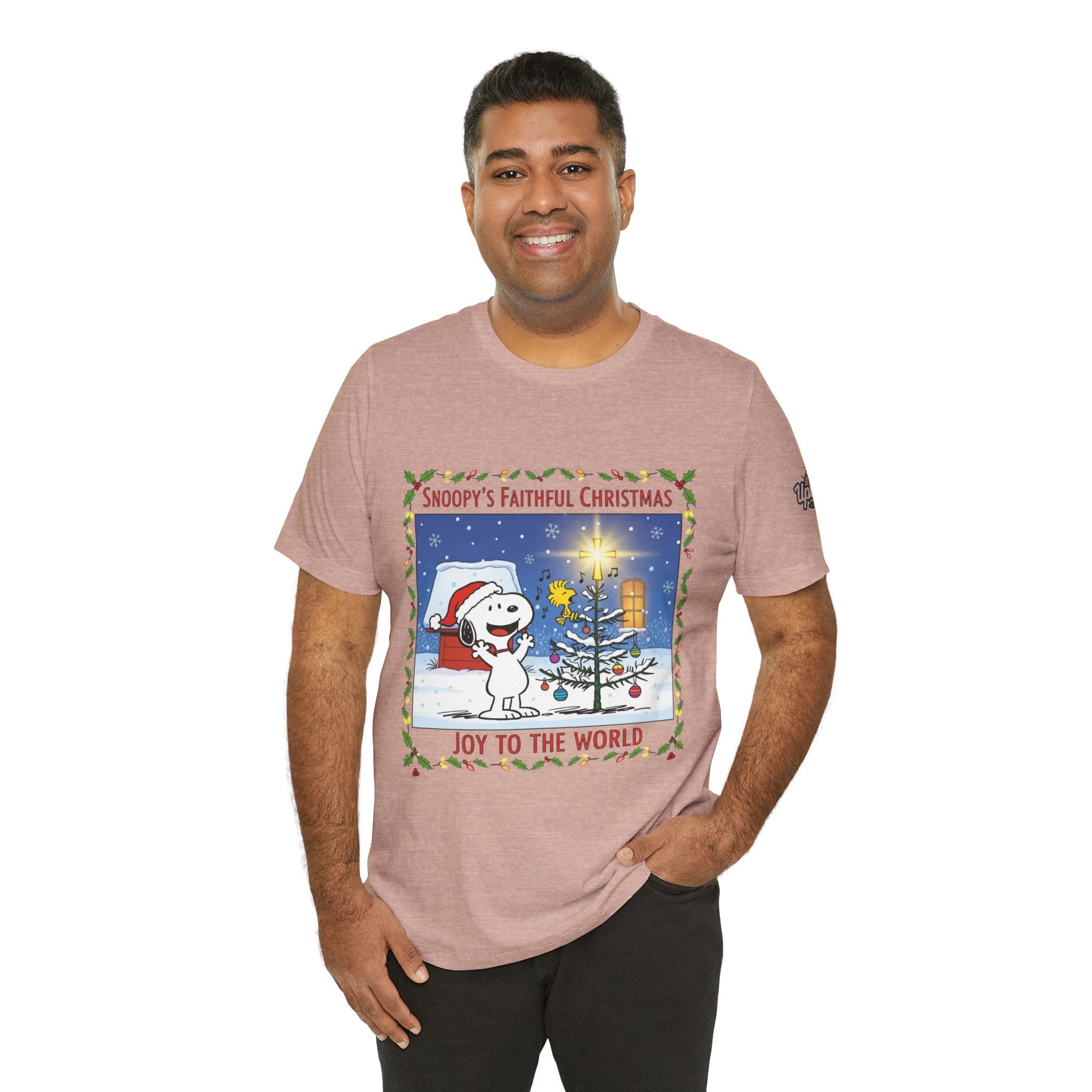 🎄 Faithful Christmas Friends – Christian Holiday T-Shirt | Festive Tree & Cartoon Duo | Heartwarming Christmas Tee by Uplifted Gear Printify