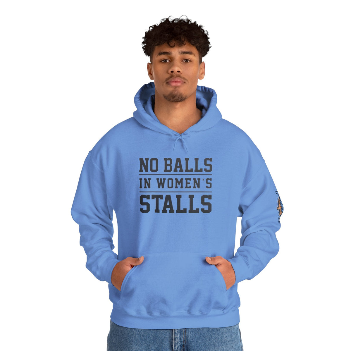 "No Balls in Women's Stalls" Statement Hoodie — Protest Sweatshirt Printify