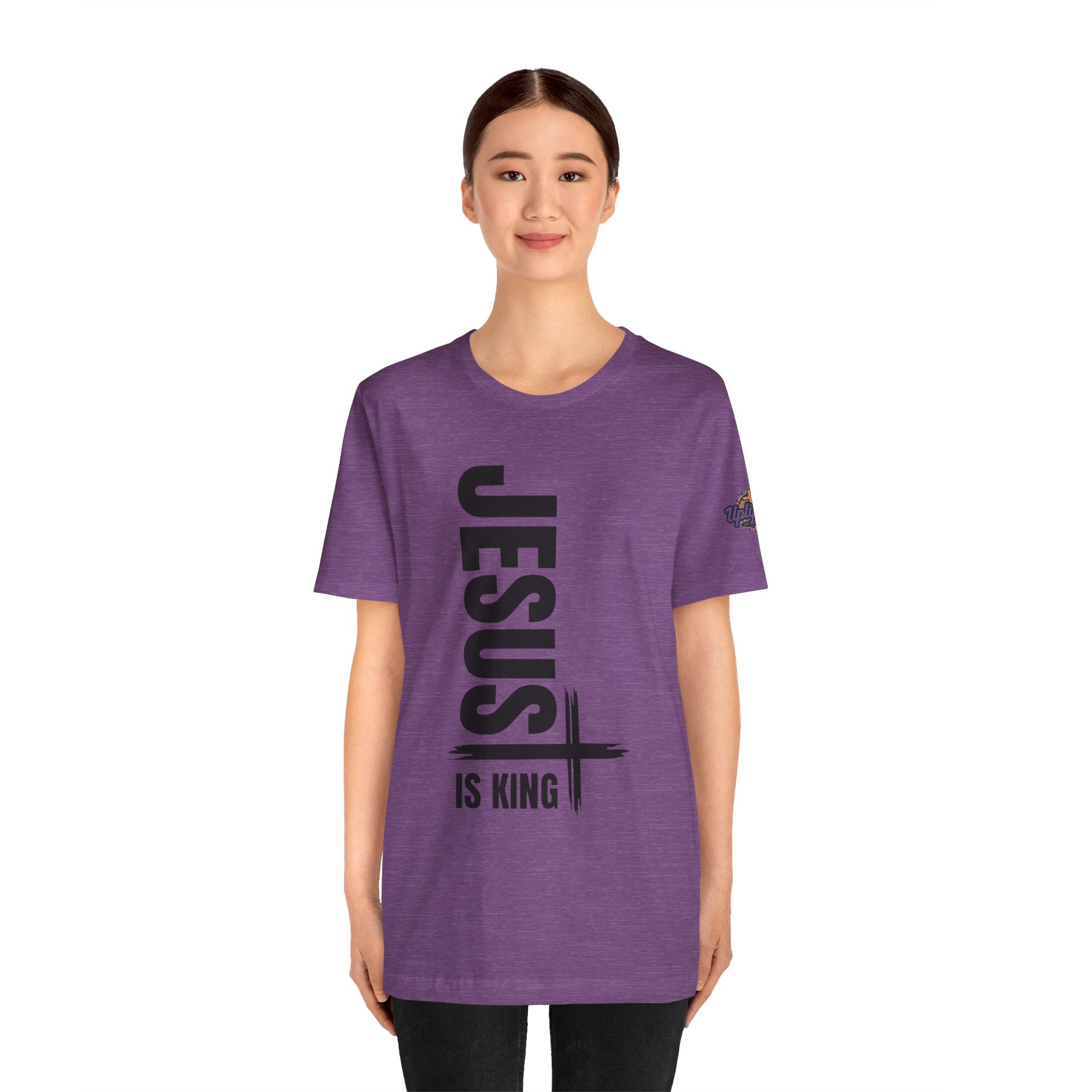 Jesus Is King T-shirt | Modern Typographic Cross Christian T-shirt Printify