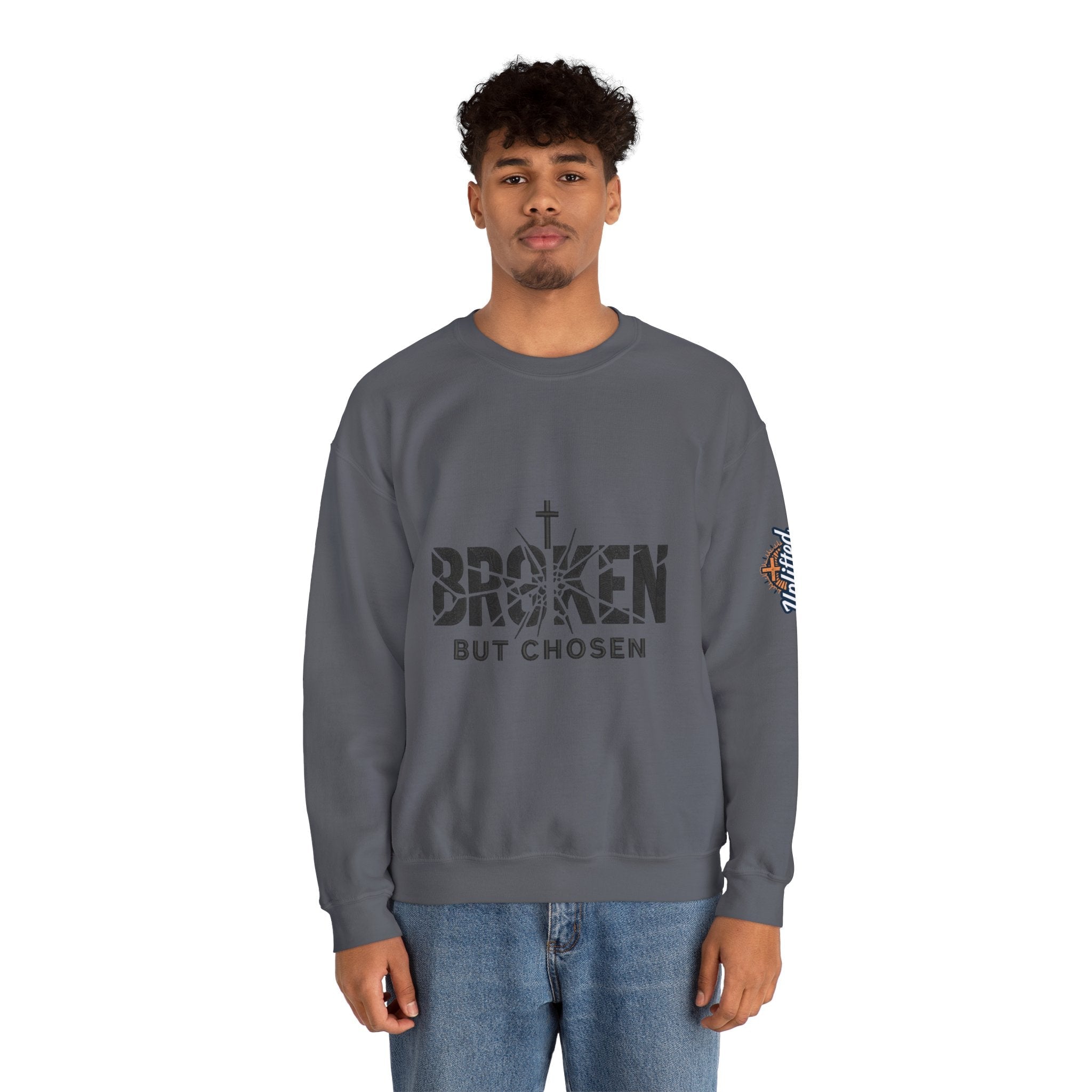 Broken But Chosen Crewneck Sweatshirt Printify