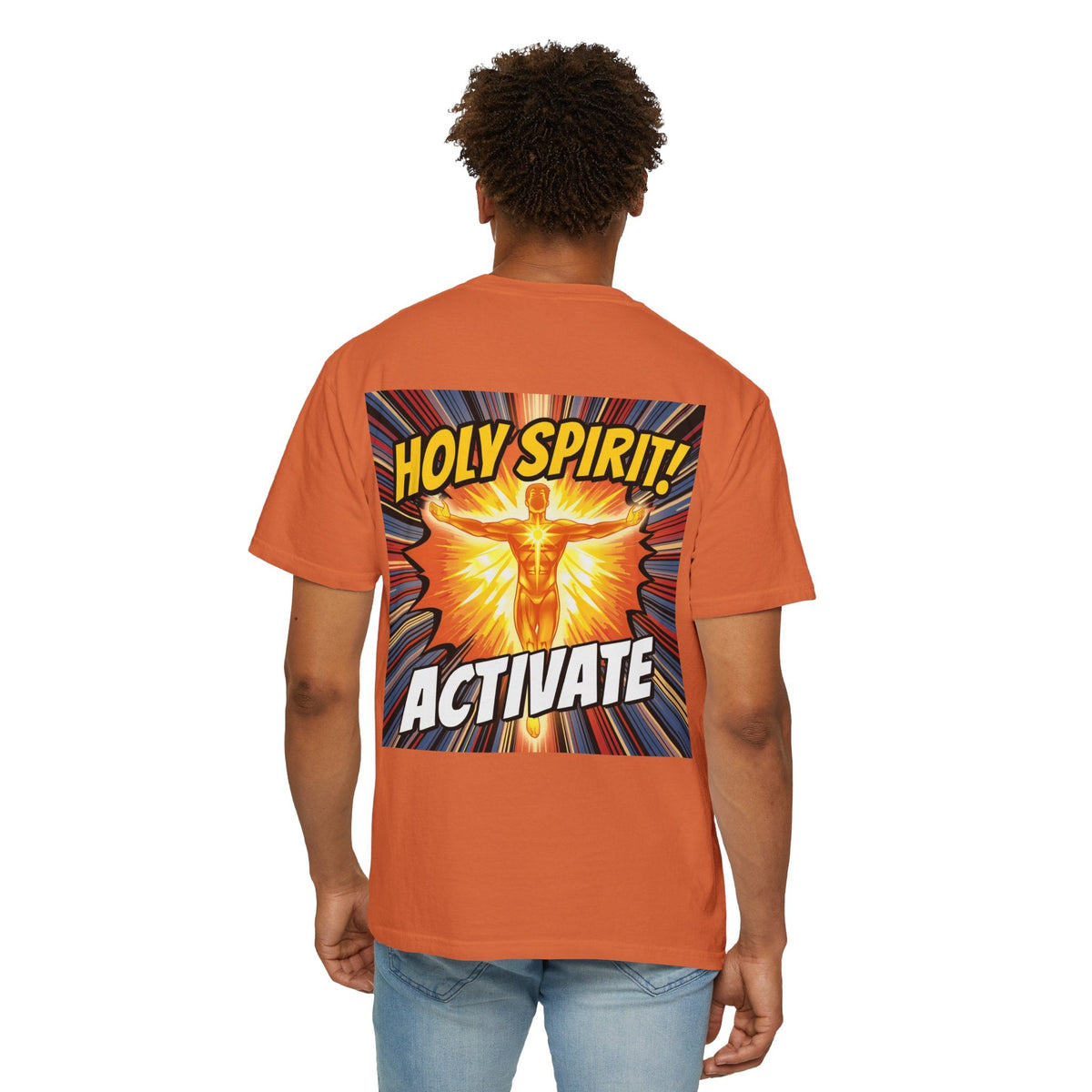 Holy Spirit Activate T-shirt – Superhero Christian T-shirt with Vibrant Power-Up Design for Faith-Fueled Boldness Printify