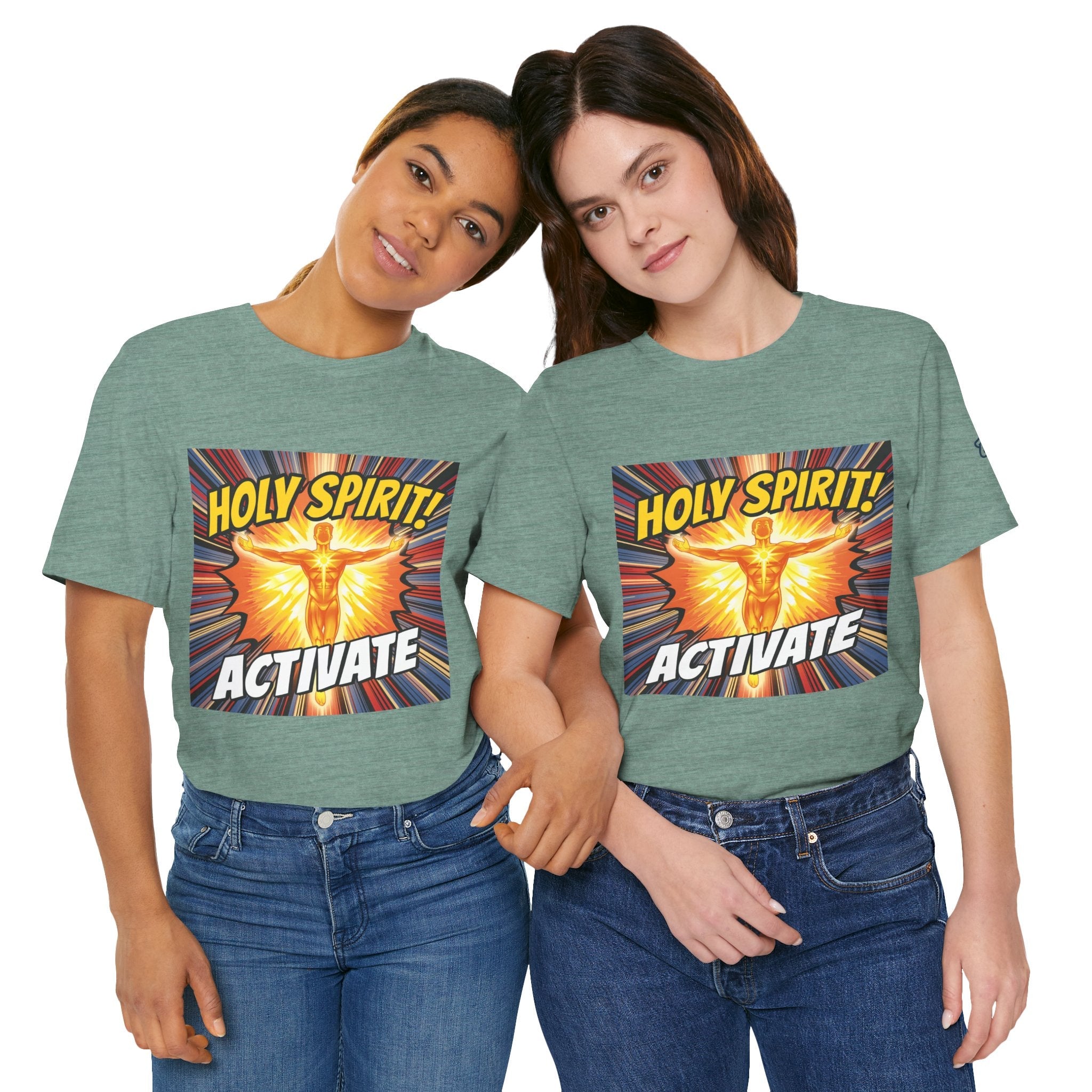 Holy Spirit Activate T-shirt – Superhero Christian T-shirt with Vibrant Power-Up Design for Faith-Fueled Boldness Printify