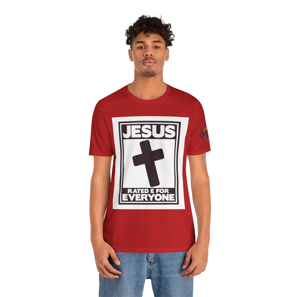 Jesus, Rated E for Everyone T-shirt - Gamer Faith T-shirt - Christian Video Game Parody Printify