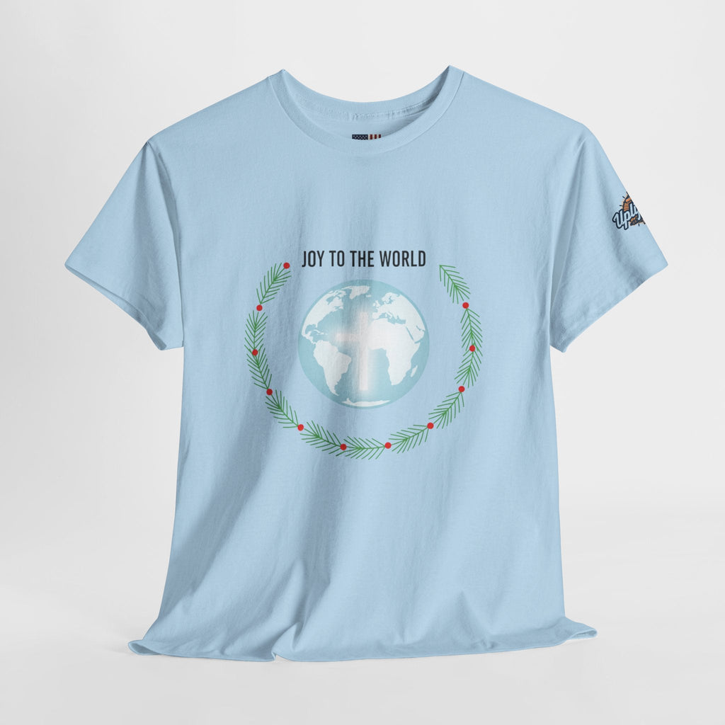 Joy to the World T-shirt – Wreath Earth Nativity Christian Christmas T-shirt for Isaiah 9:6 Holiday Faith & Festive Joy Printify