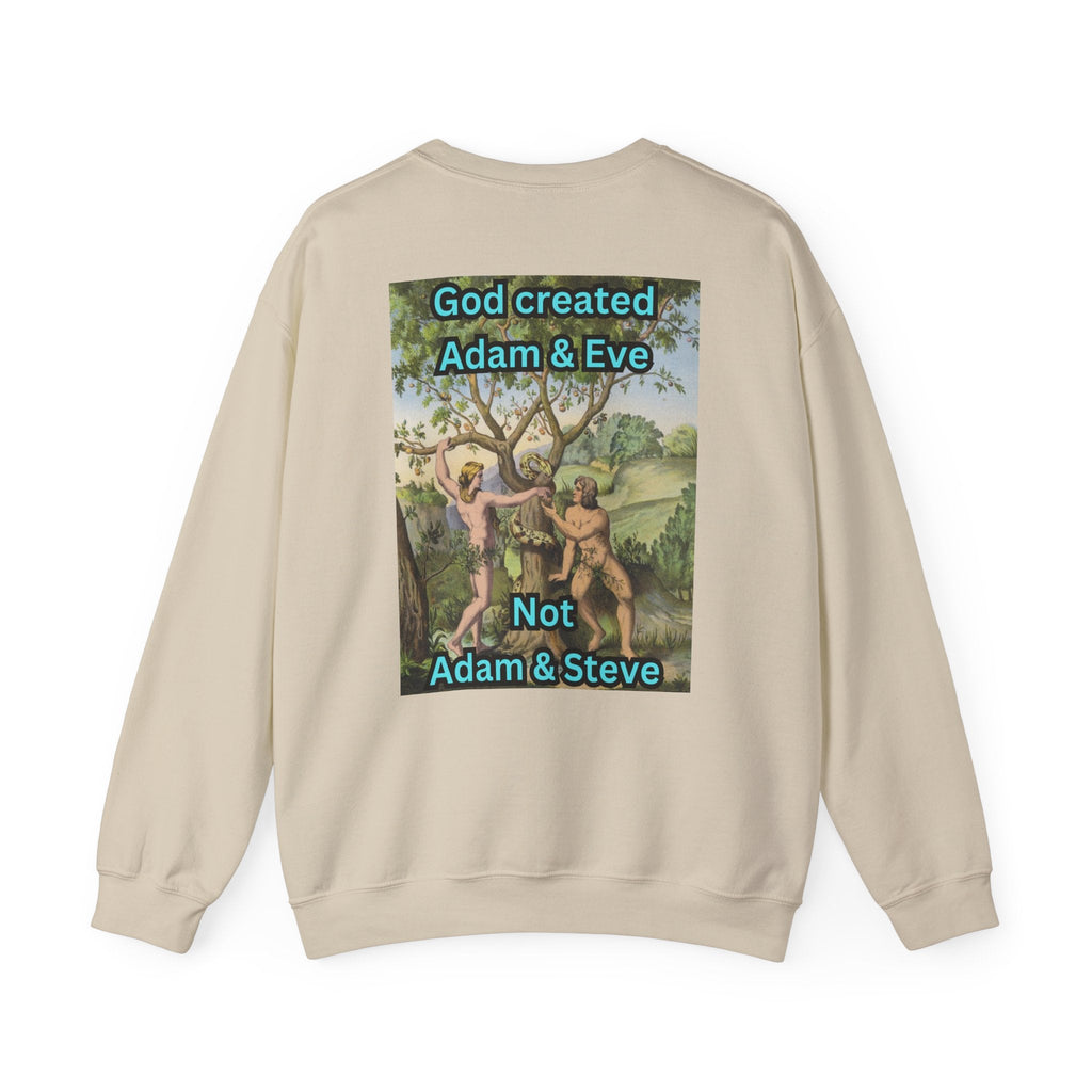 God Created Adam and Eve Sweatshirt – Biblical Truth Christian Sweatshirt for Unshakable Faith Printify
