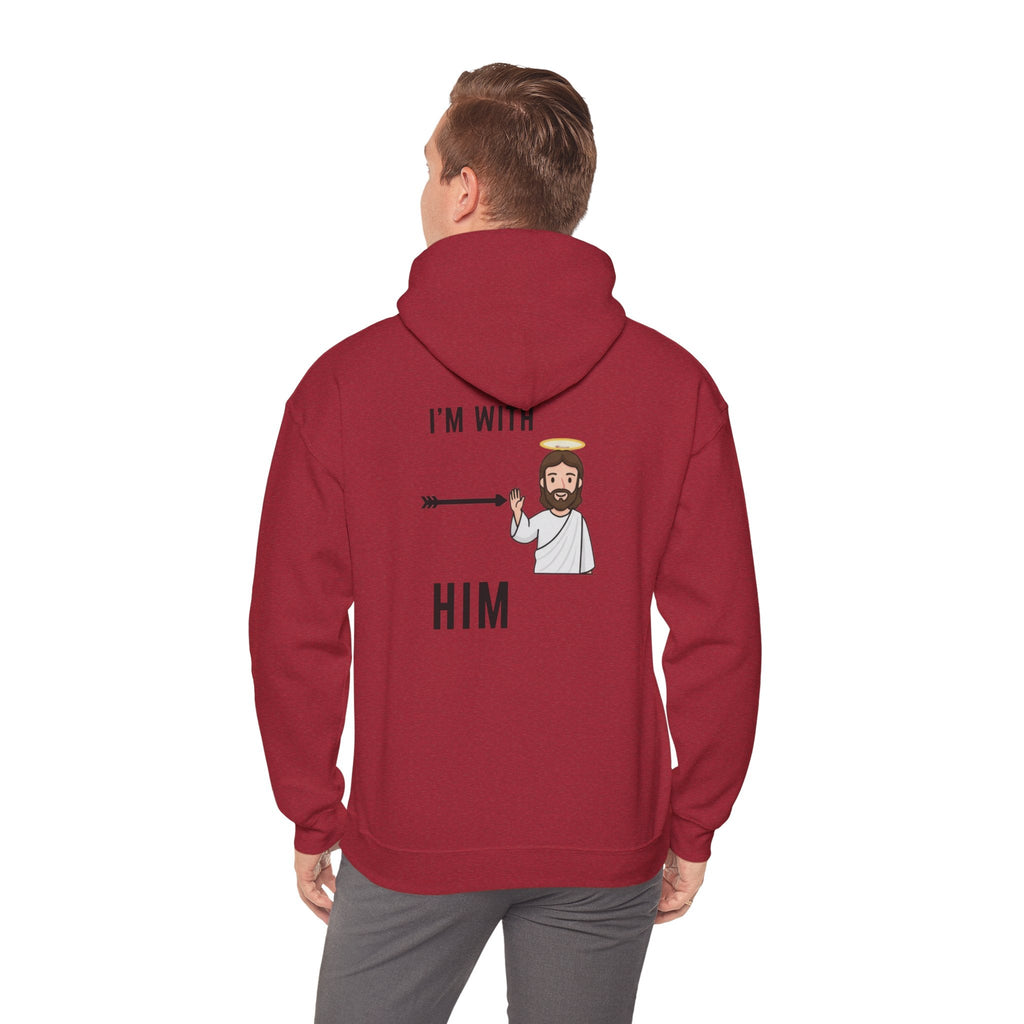 🔥 I’m With Him → Christian Hoodie | Arrow Pointing to Jesus | Minimalist Faith Tee | Subtle Cross Design | Bible-Inspired Apparel by Uplifted Gear Printify