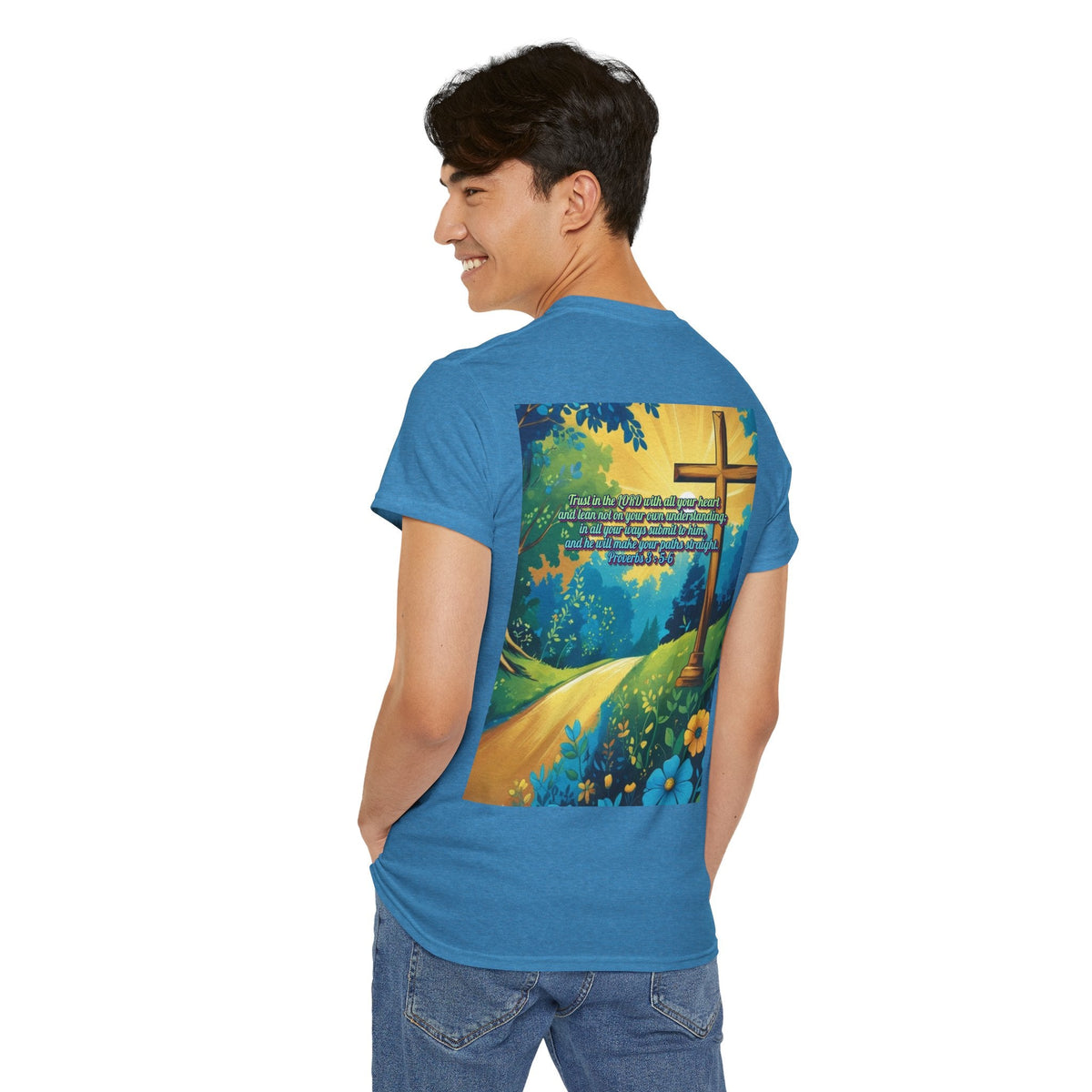 Trust in The Lord Proverbs 3:5-6 Biblical Design Unisex Heavy Cotton Tee Printify