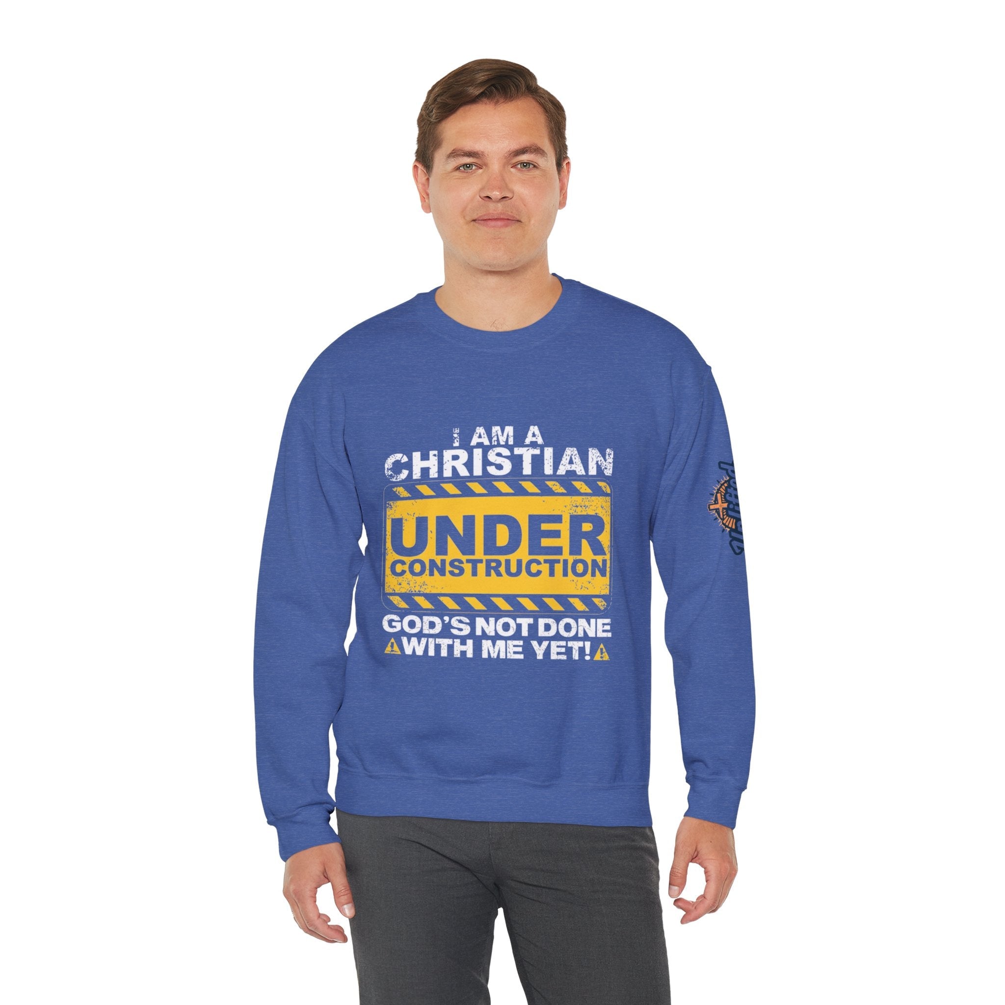 Christian Under Construction Sweatshirt | God Is Not Done With Me Yet Sweatshirt Printify