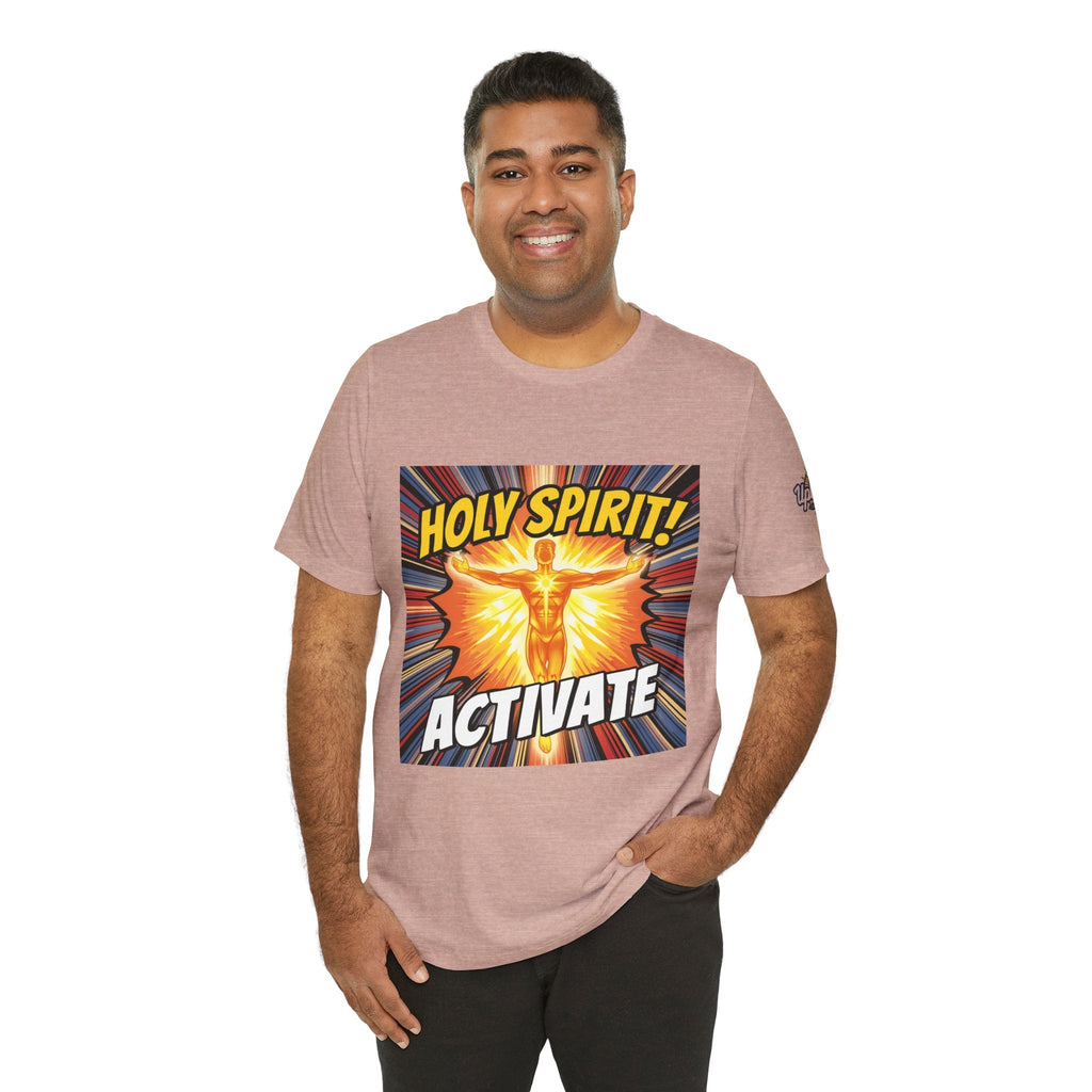 Holy Spirit Activate T-shirt – Superhero Christian T-shirt with Vibrant Power-Up Design for Faith-Fueled Boldness Printify