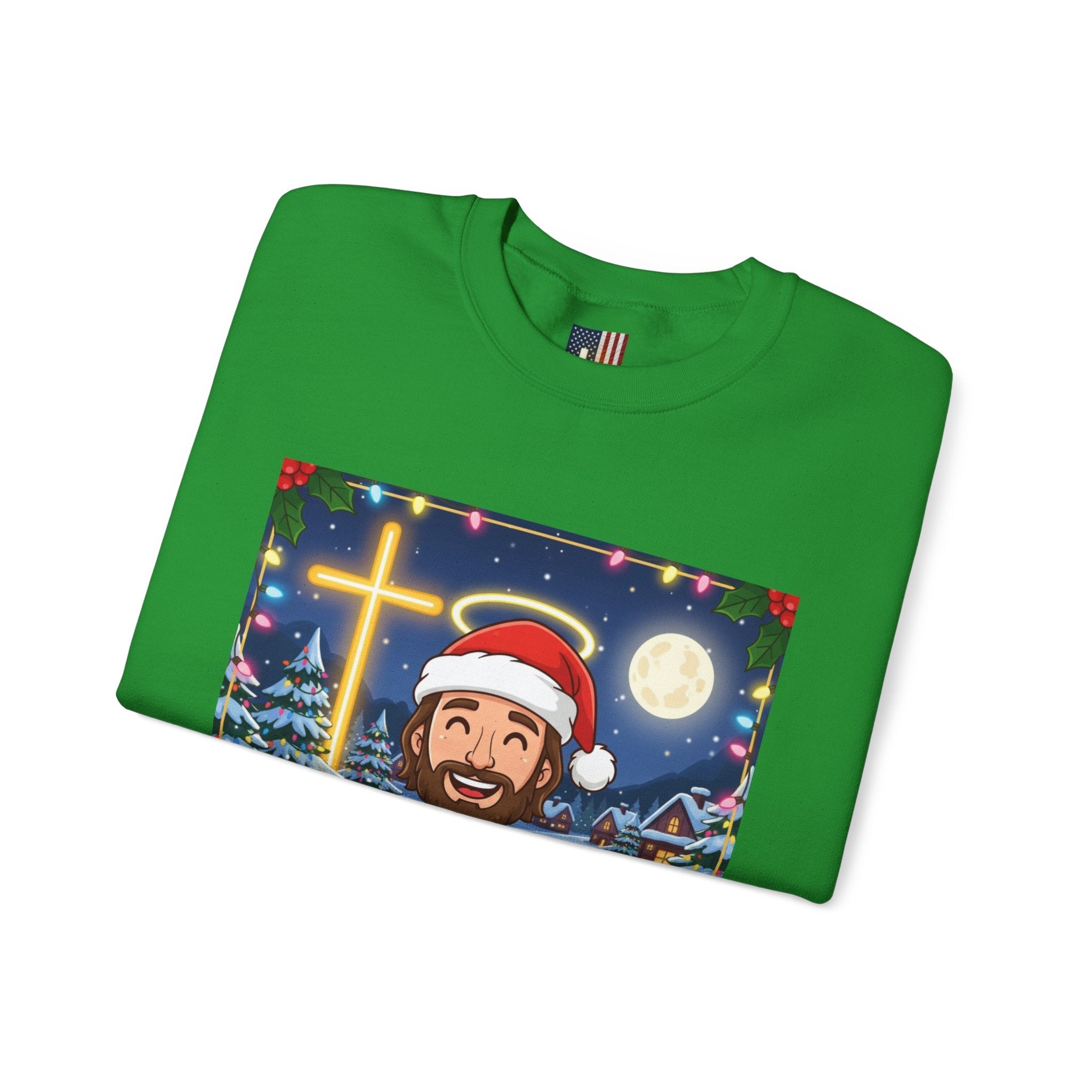 🎄 Make Christmas Great Again – Funny Christian Sweatshirt | Jesus Holding Banner | Faith-Based Holiday Parody Tee | Uplifted Gear Printify