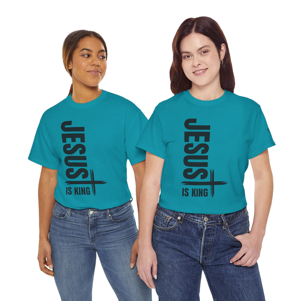Jesus Is King T-shirt | Modern Typographic Cross Christian T-shirt Printify