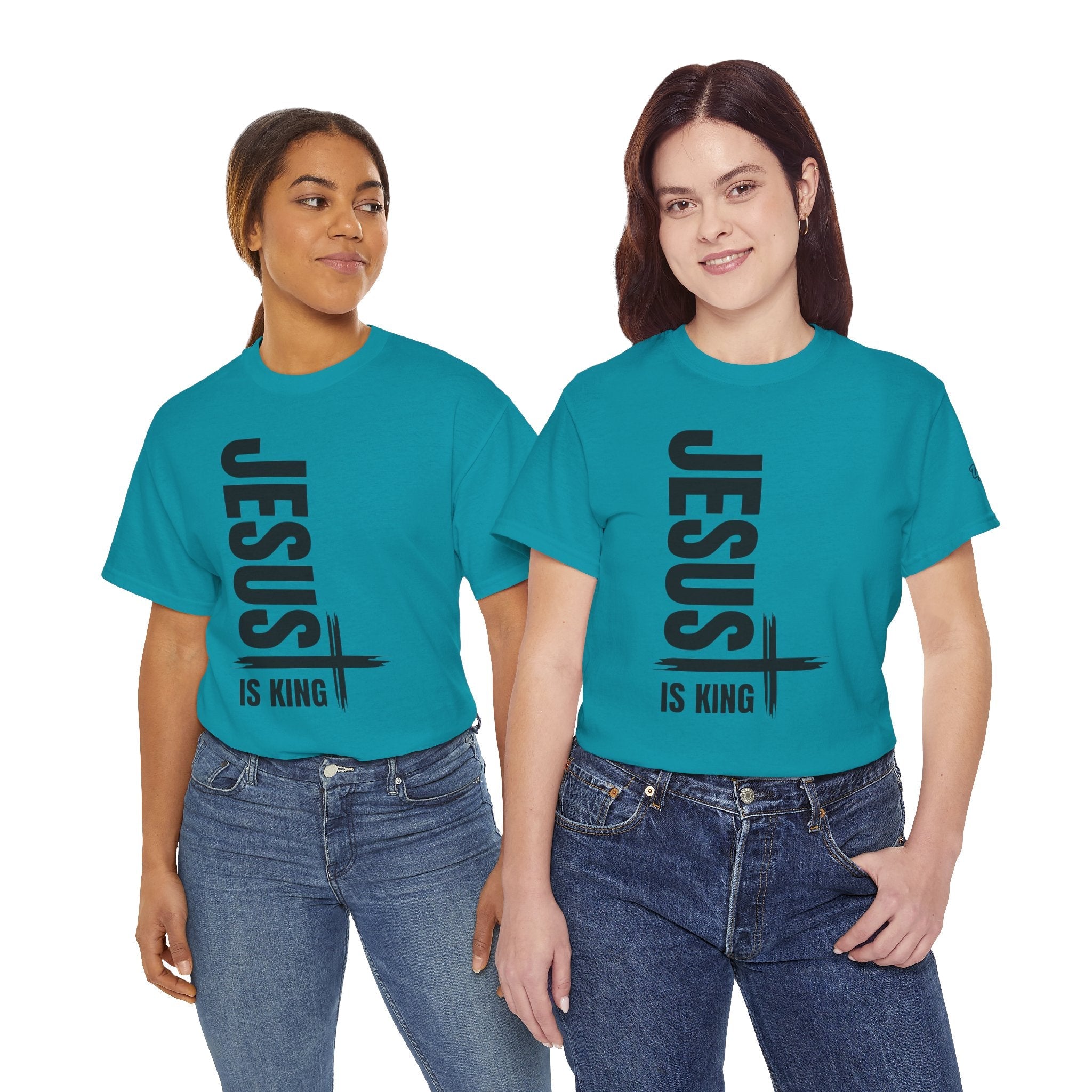 Jesus Is King T-shirt | Modern Typographic Cross Christian T-shirt Printify