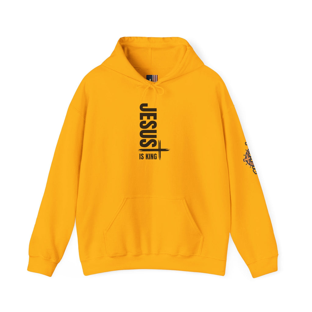 Jesus Is King Hoodie | Modern Typographic Cross Christian Hoodie Printify