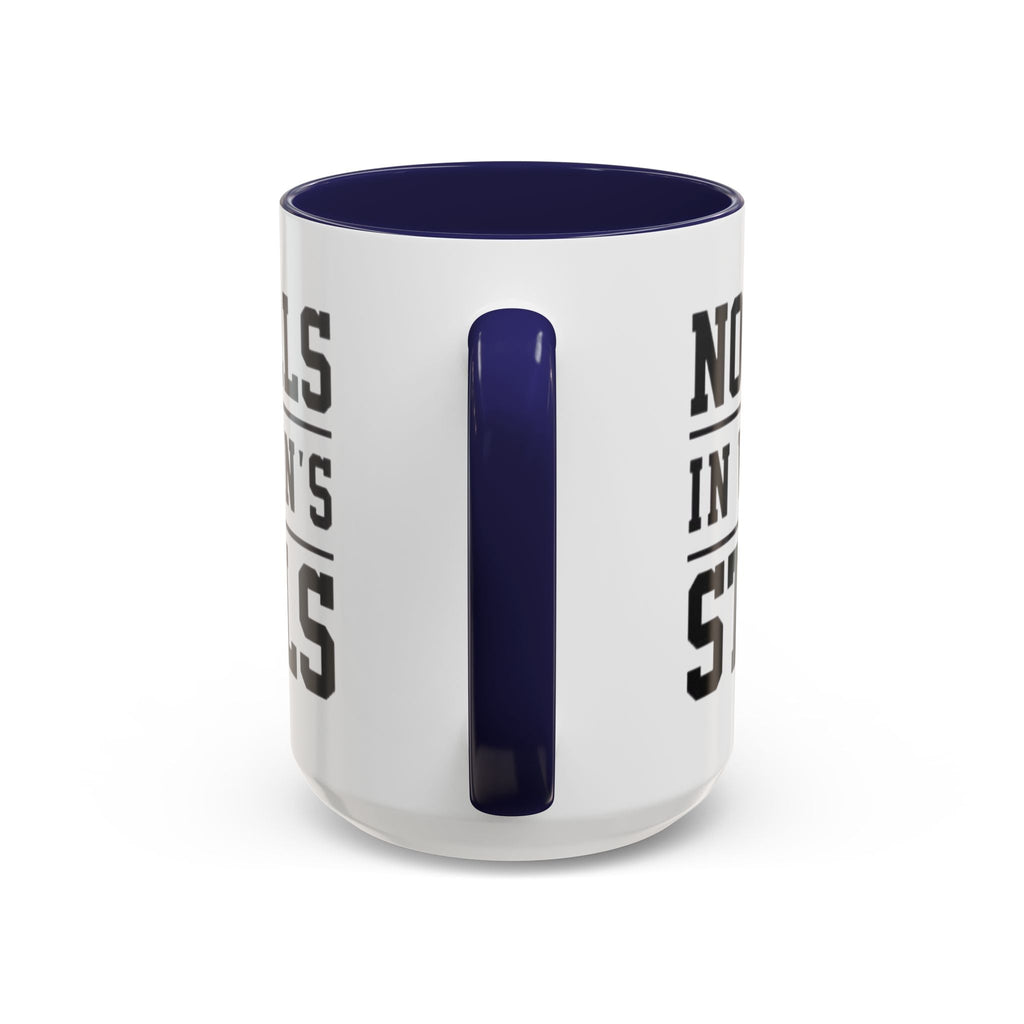 The Lord Says No Balls in Women's Stalls Accent Coffee Mug — Bold Typography 11/15oz Printify