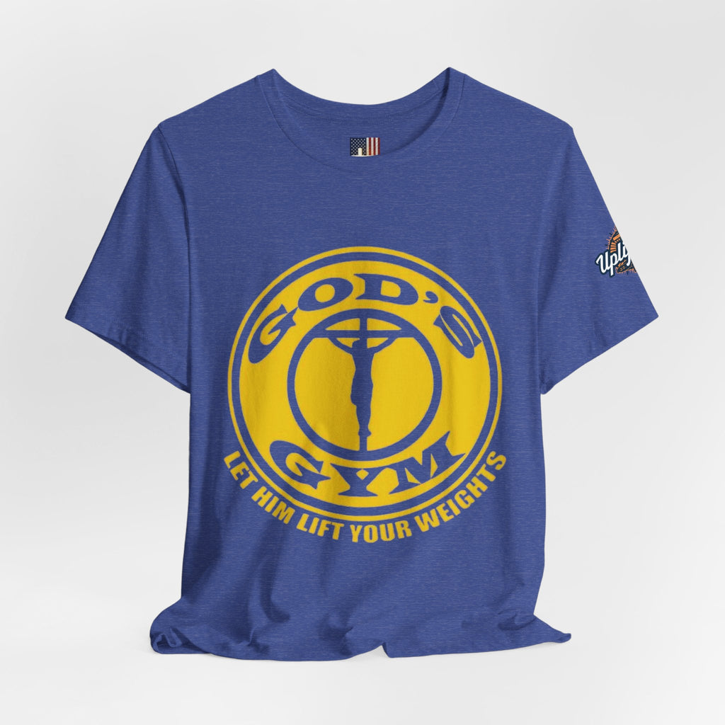God's Gym T-Shirt — "Let Him Lift Your Weights" Christian Fitness Tee Printify