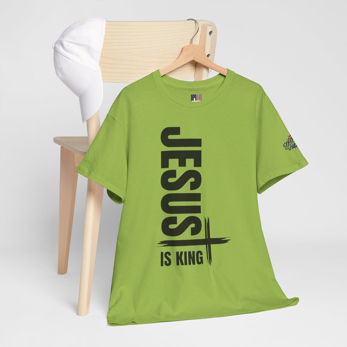 Jesus Is King T-shirt | Modern Typographic Cross Christian T-shirt Printify