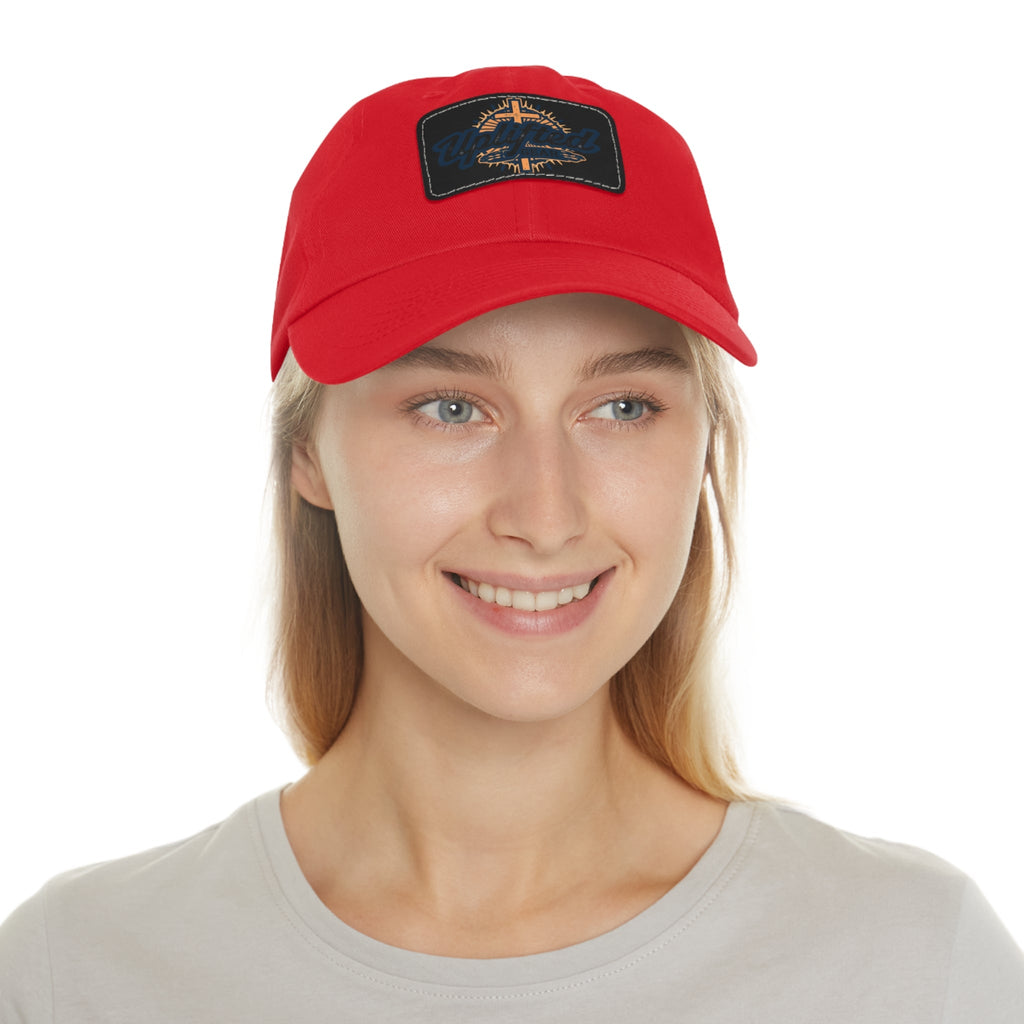 Uplifted Gear Leather Patch Dad Hat — Vintage Aviation Logo Cap Printify