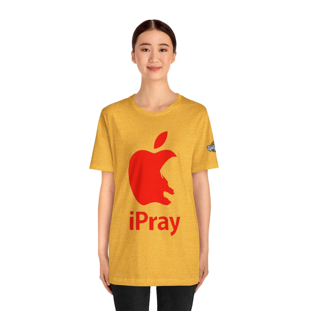 iPray Red Apple Christian T-Shirt — Faith Graphic Tee Printify
