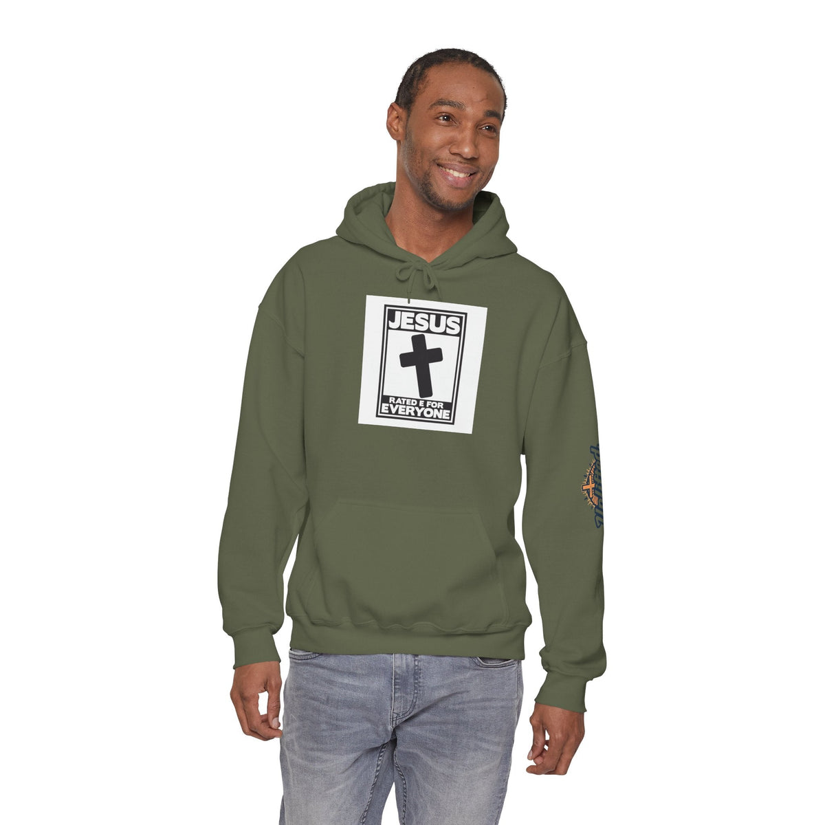 Jesus, Rated E for Everyone Hoodie - Gamer Faith Hoodie - Christian Video Game Parody Printify