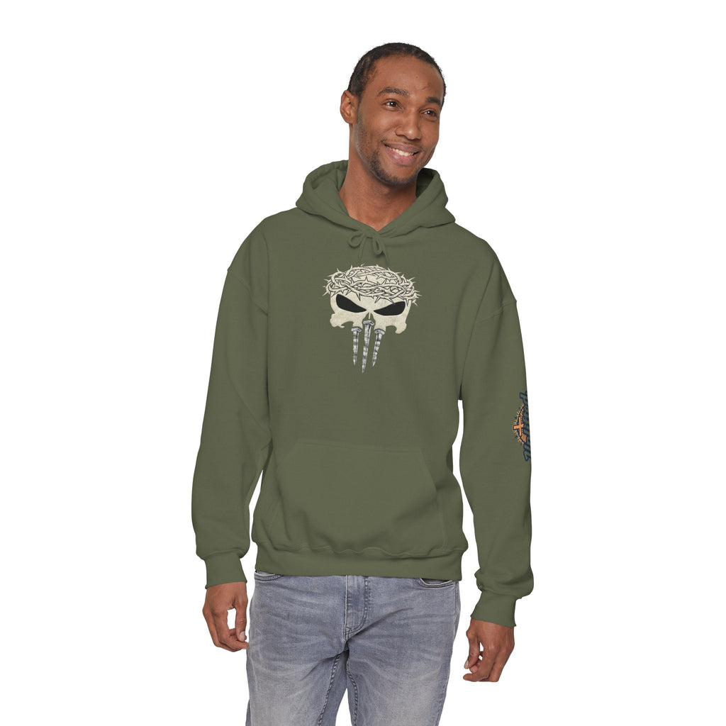Christian Skull Hoodie - Crown of Thorns & Nails - Warrior Faith Hoodie Printify