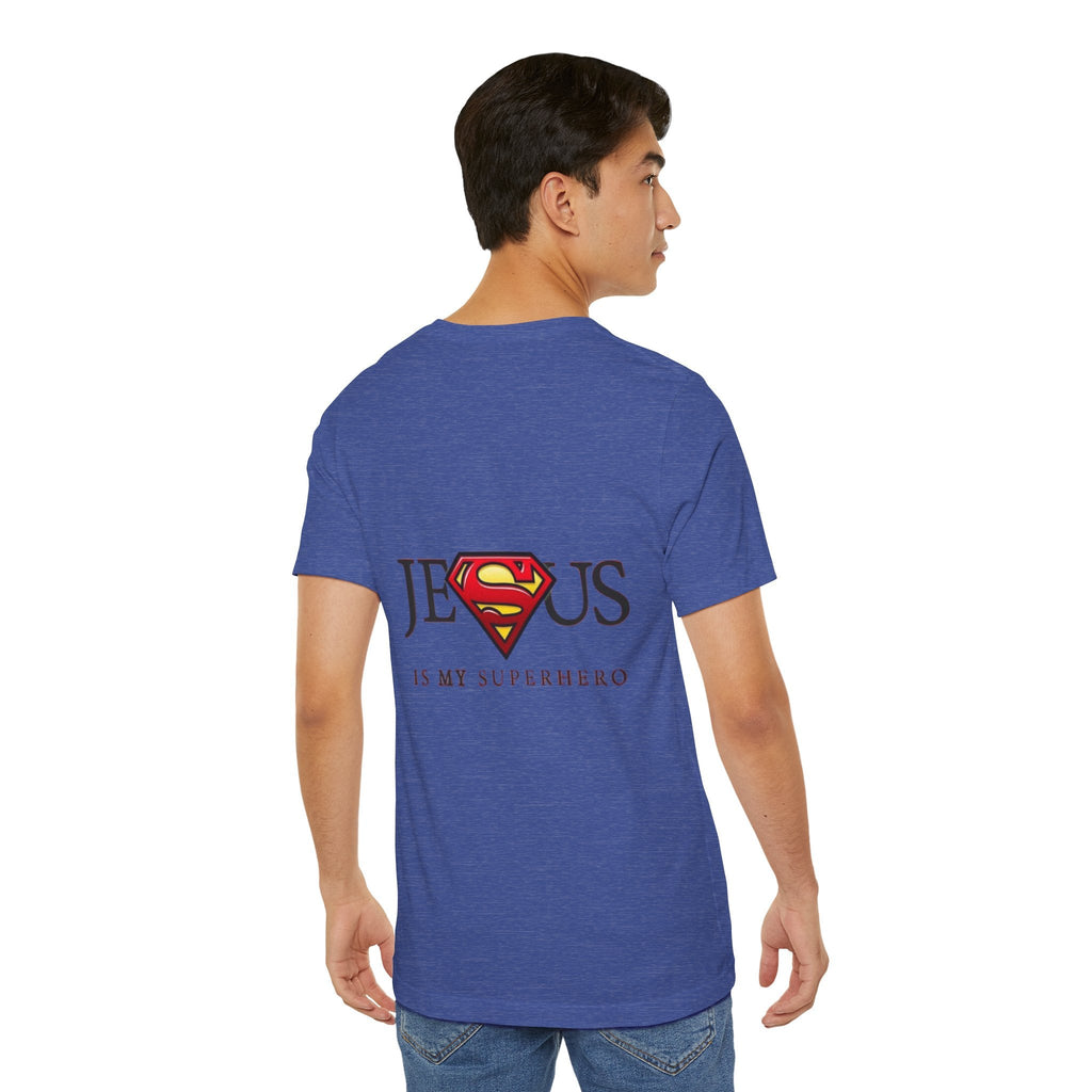 Jesus Is My Superhero T-Shirt — Faith-Based Superman-Inspired Tee Printify