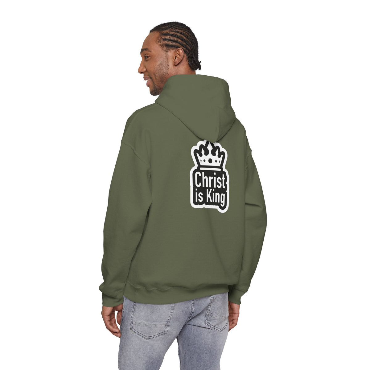 Christ is King Hoodie – Bold Crown & Cross Christian Sweatshirt for Unshakable Faith Printify